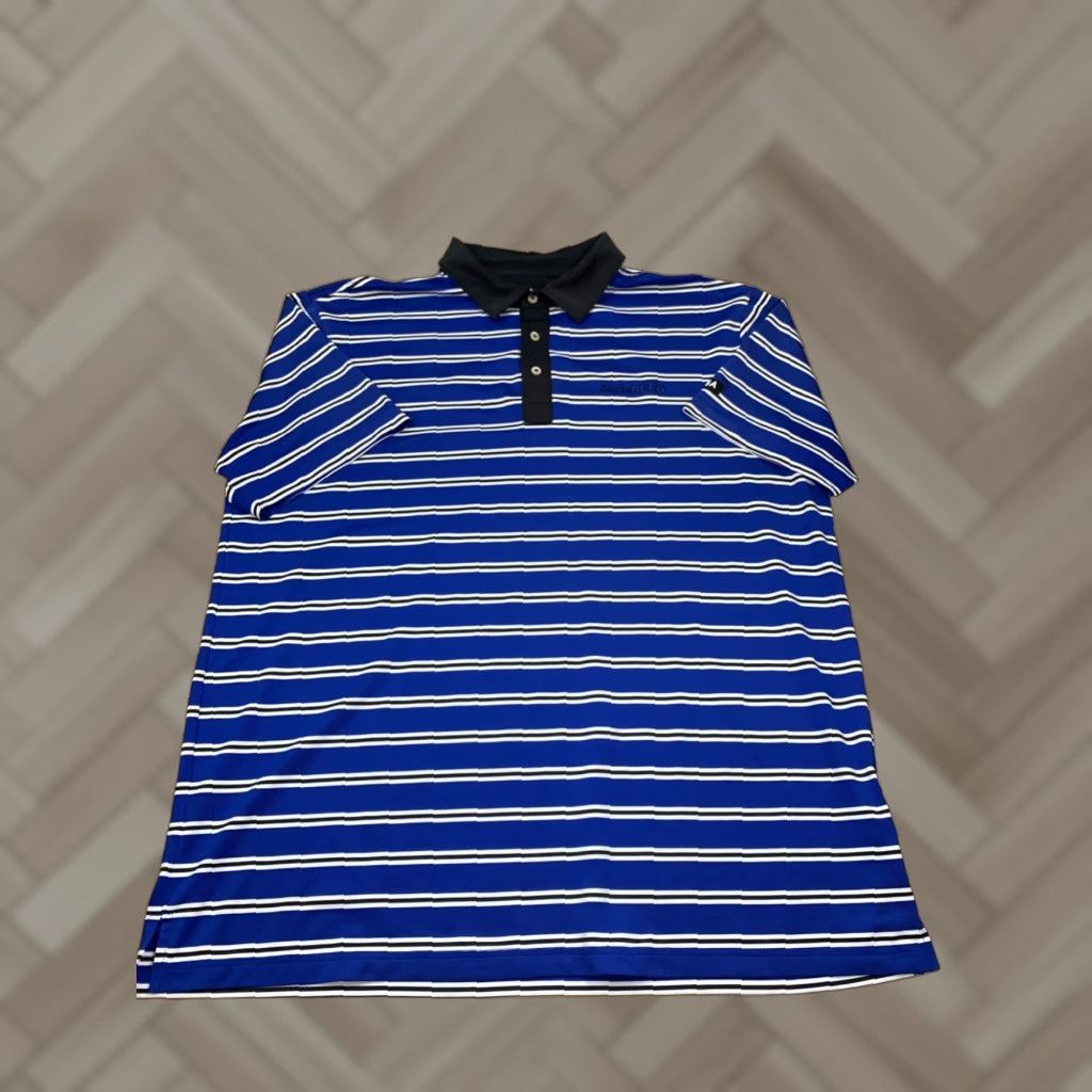 Vintage VUGA Polo Shirt Mens XL Striped Blue Golf Casual Short Sleeve 5096 Size US XL / EU 56 / 4 - 1 Thumbnail