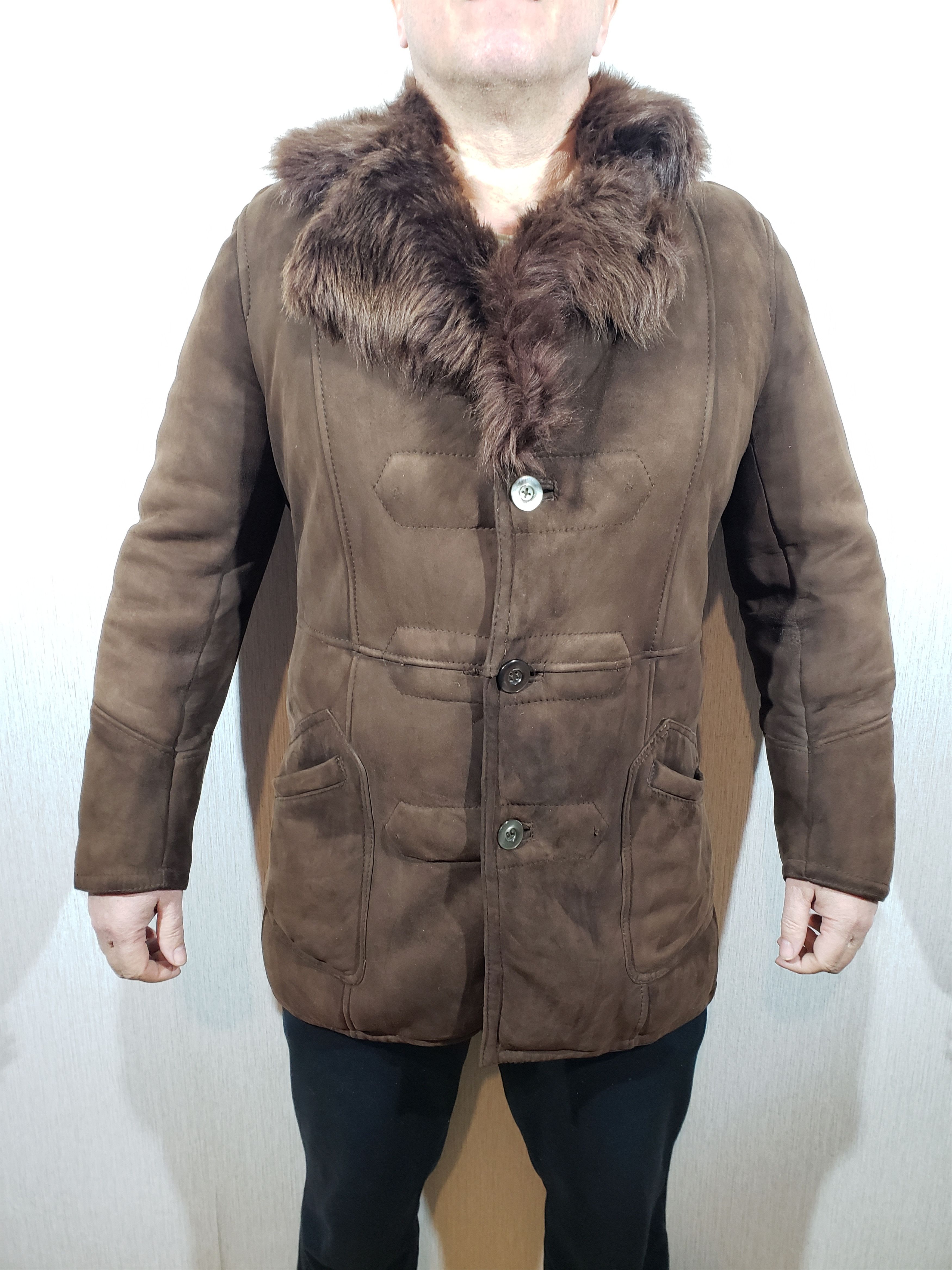 Other Men's brown sheepskin coat with buttons. Size US M / EU 48-50 / 2 - 1 Thumbnail