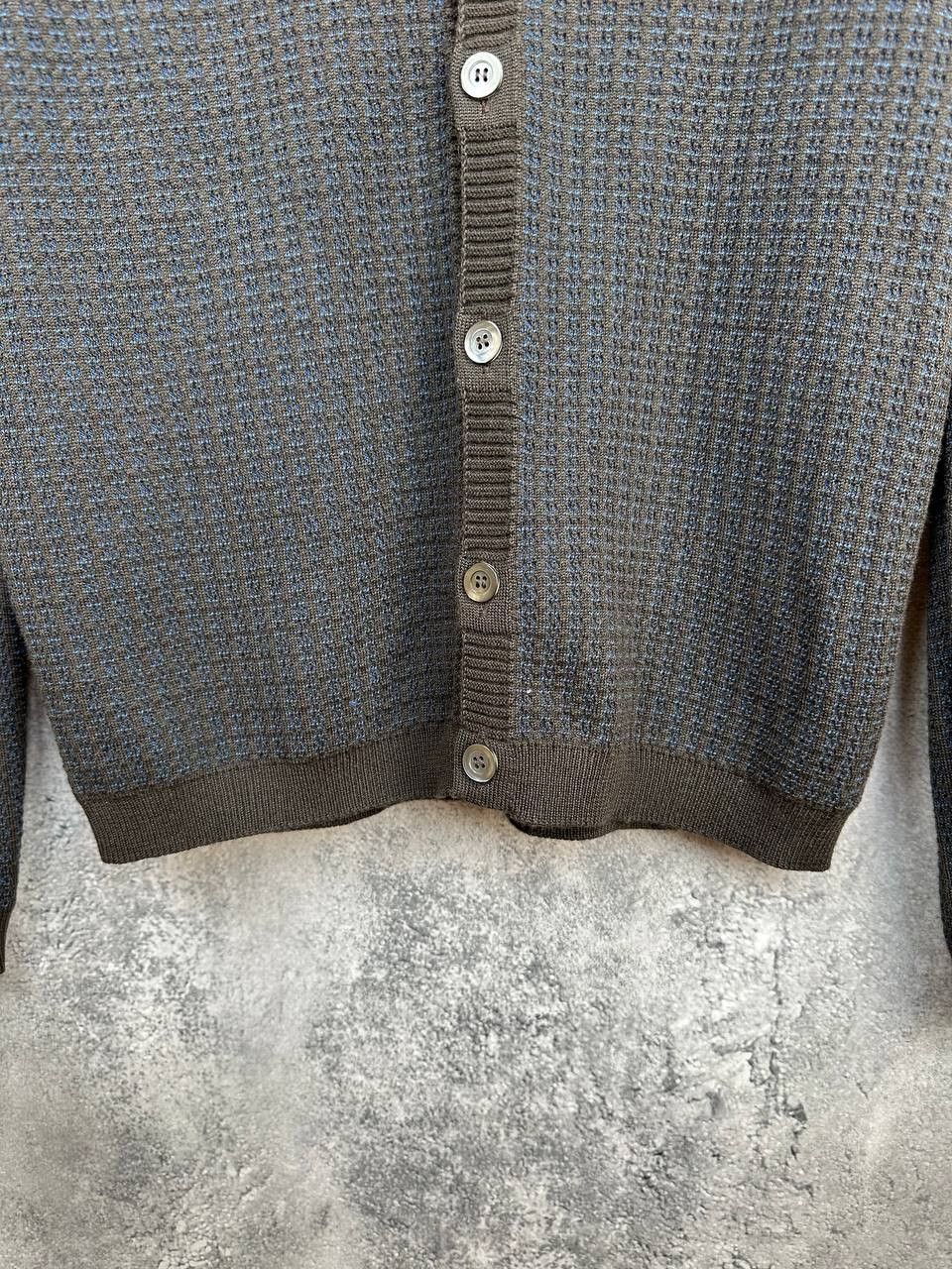 Bellwood Bellwood V-Neck Cardigan Wool Sweater Knit Brown Blue Italy Size US S / EU 44-46 / 1 - 7 Thumbnail