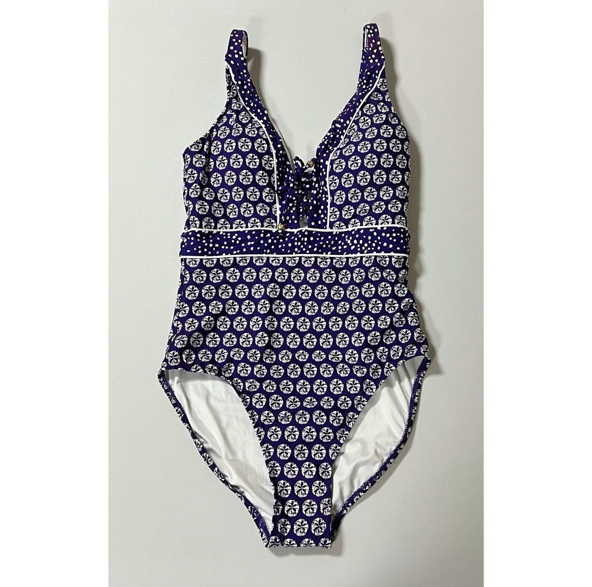 Designer × Vintage La Blanca Patterned One-Piece Bathing Suit Swimwear 10 💙🤍✨ Size L / US 10 / IT 46 - 2 Thumbnail