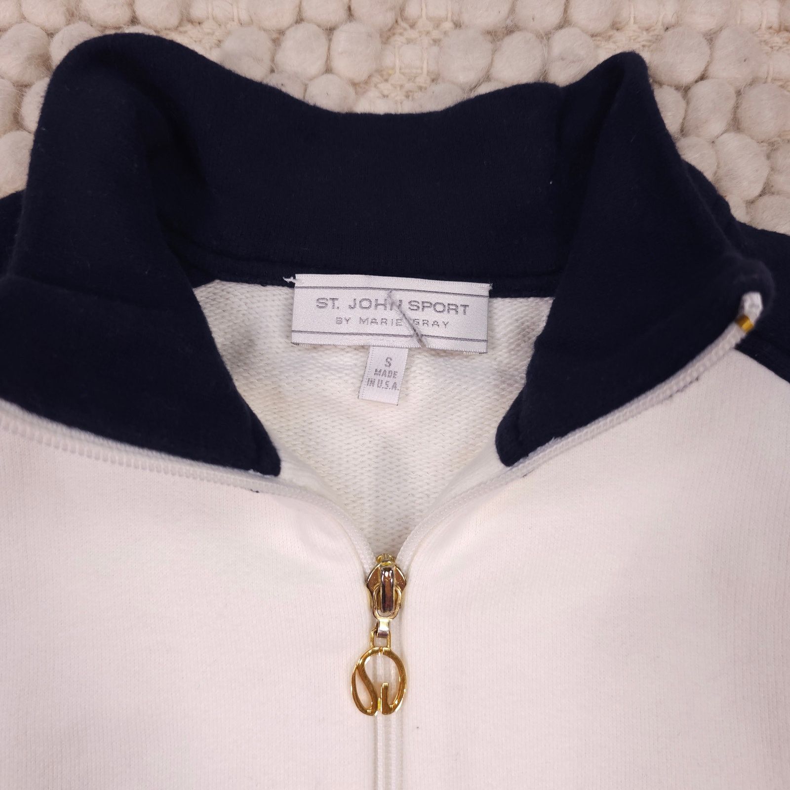 St. John St. John Sport Full Zip Track Jacket White Navy Sz Small Size S / US 4 / IT 40 - 5 Thumbnail