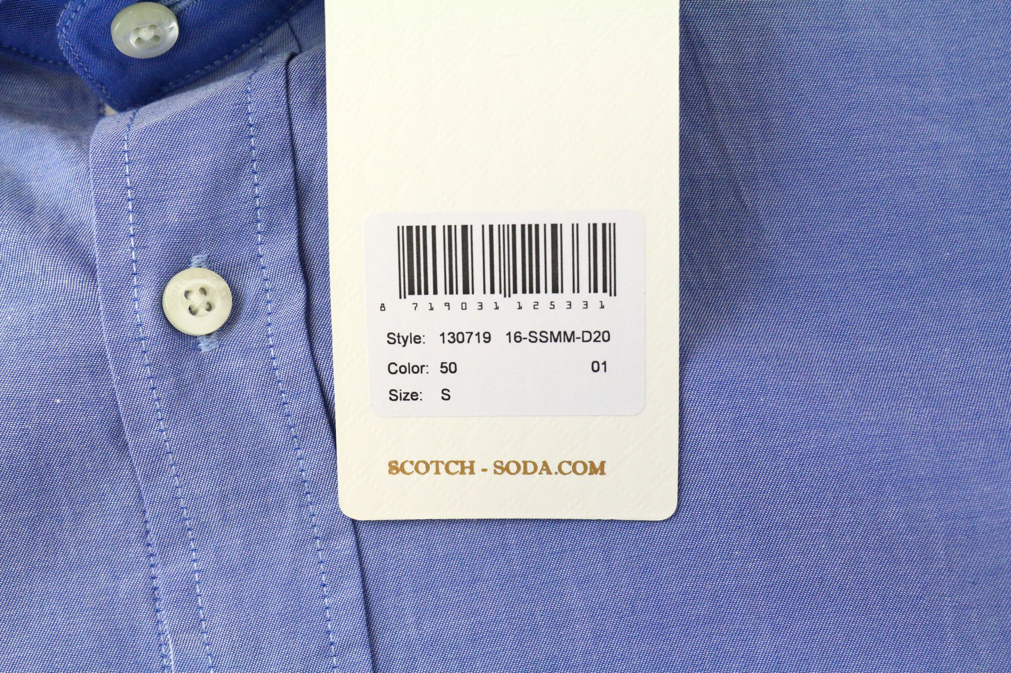 Scotch & Soda AMS COUTURE S Slim Blue Cotton Long Sleeve Shirt 75478 Size US S / EU 44-46 / 1 - 5 Thumbnail