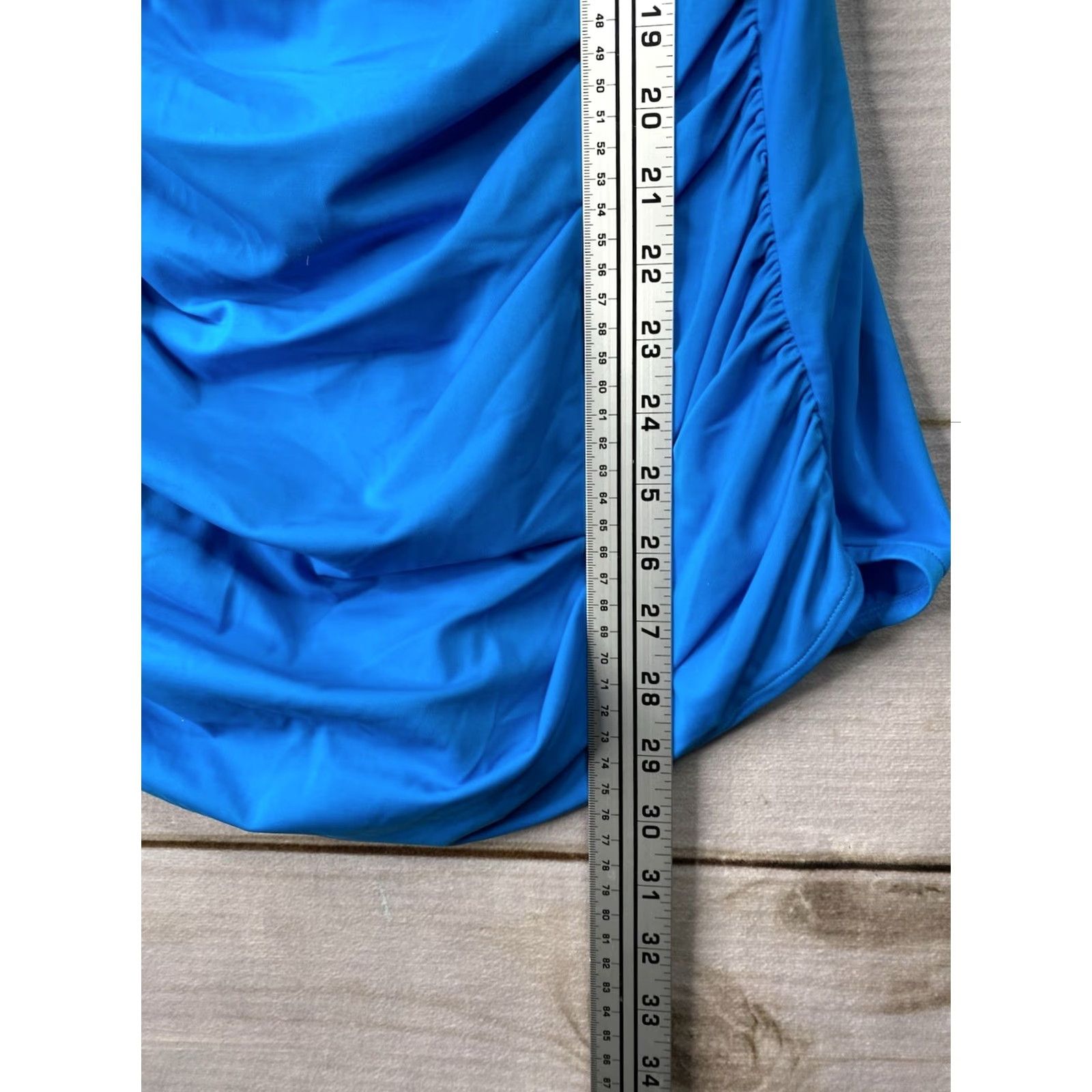 Catalina Catalina XL Blue One Piece Swimsuit Halter Padded Swim Skirt Ruched Vintage 90s Womens Size ONE SIZE - 3 Thumbnail