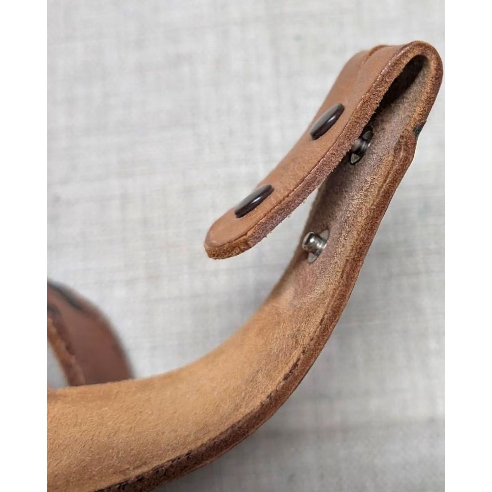 Vintage VINTAGE Western Belt Geometric Geometric 36 brown leather mens belt with buckle snaps 1970s 1-1/2" wide Size 36 - 7 Thumbnail