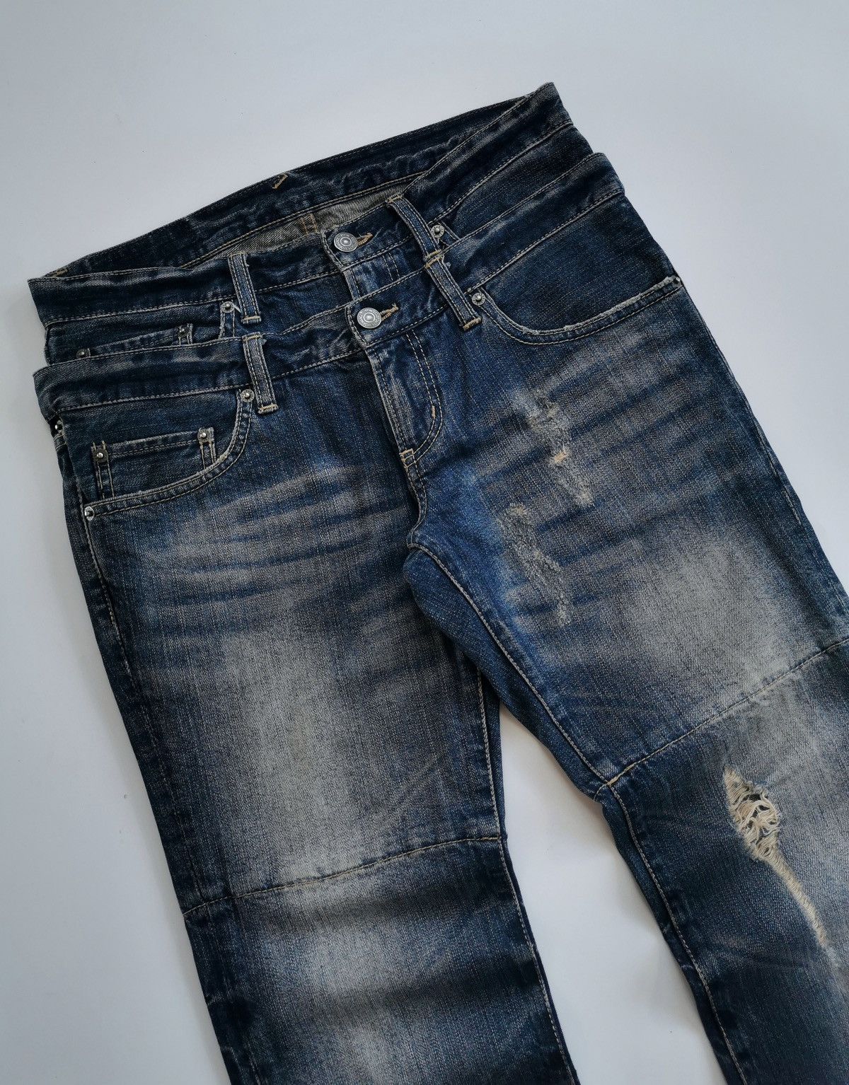PPFM × The Smiths PPFM Double Waist Patchwork Distressed Denim Jeans Size US 32 / EU 48 - 5 Thumbnail