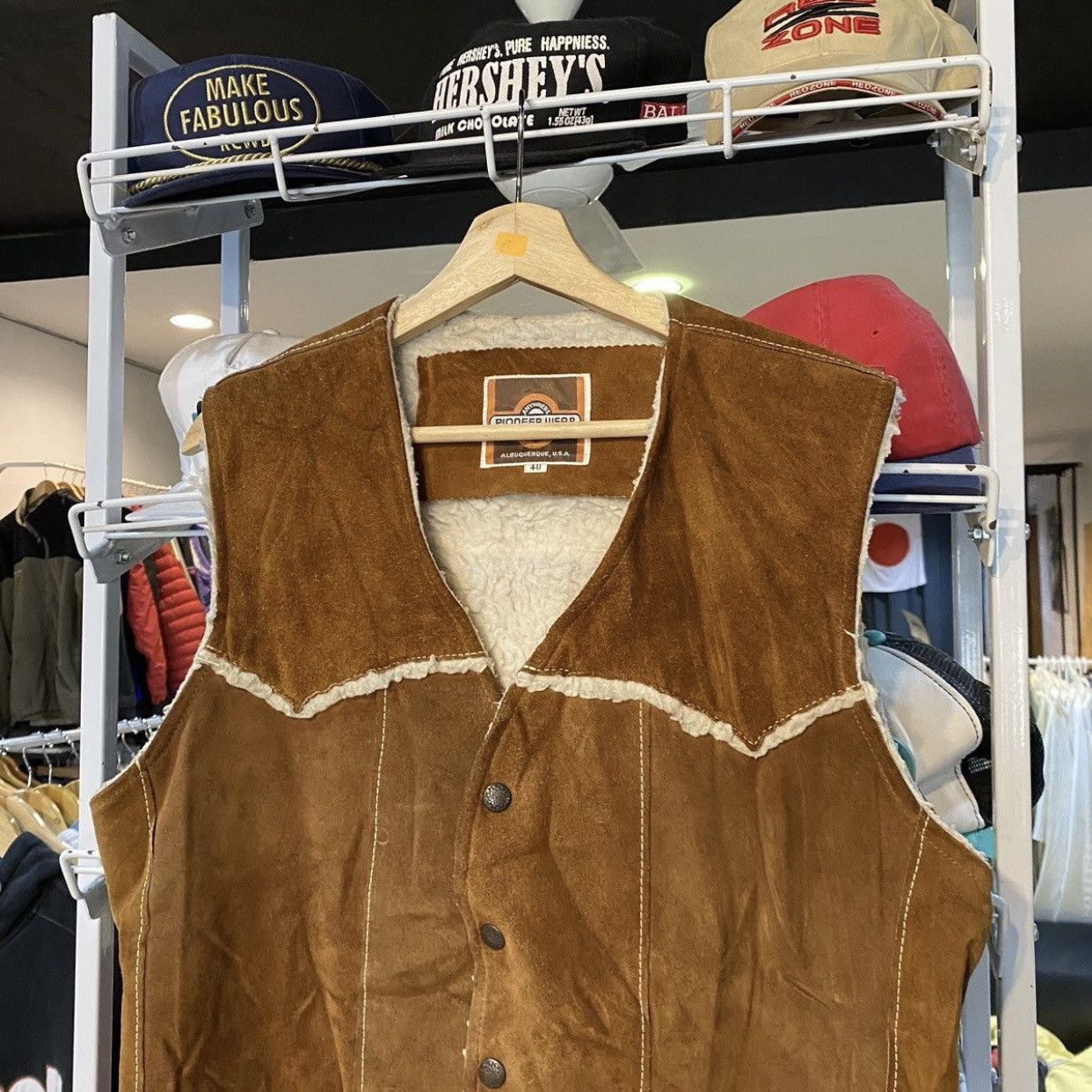 Cowboy Equipment Vintage Pioneer Wear Made in USA Leather Vest Size US M / EU 48-50 / 2 - 4 Thumbnail