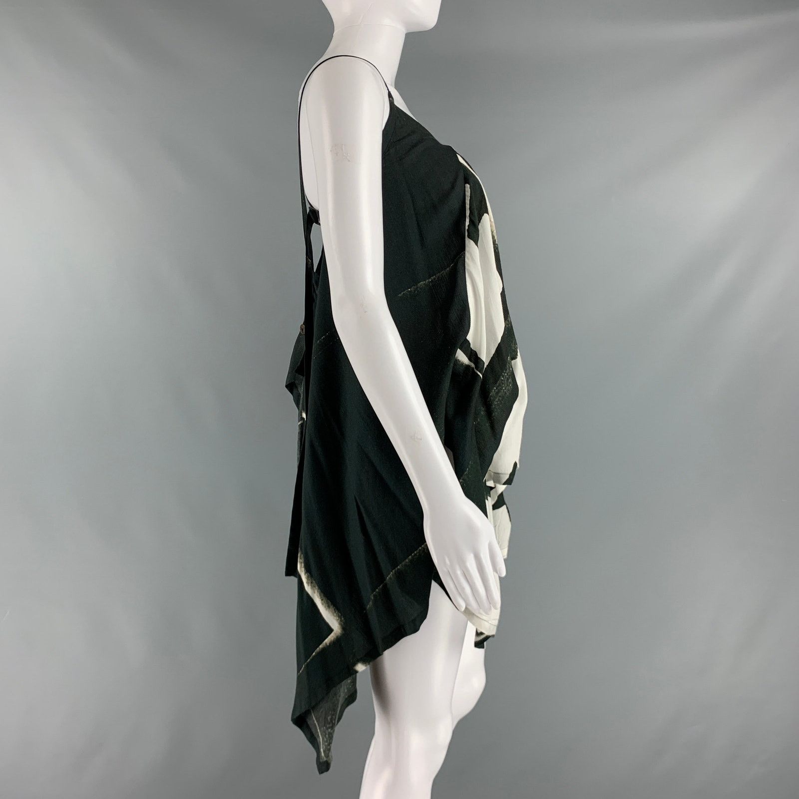 Ann Demeulemeester ANN DEMEULEMEESTER 6 Black White Viscose Abstract Casual Top Size M / US 6-8 / IT 42-44 - 2 Thumbnail