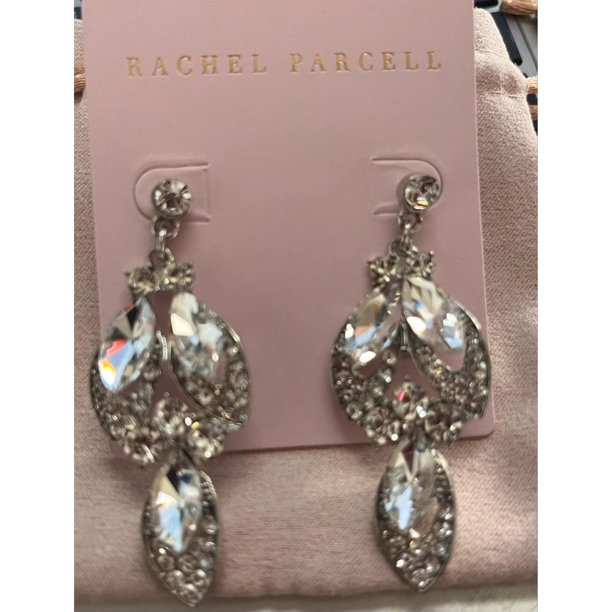 Other Rachel Parcell Gold Leaf Crystal Drop Chandelier Earrings Size ONE SIZE - 4 Thumbnail