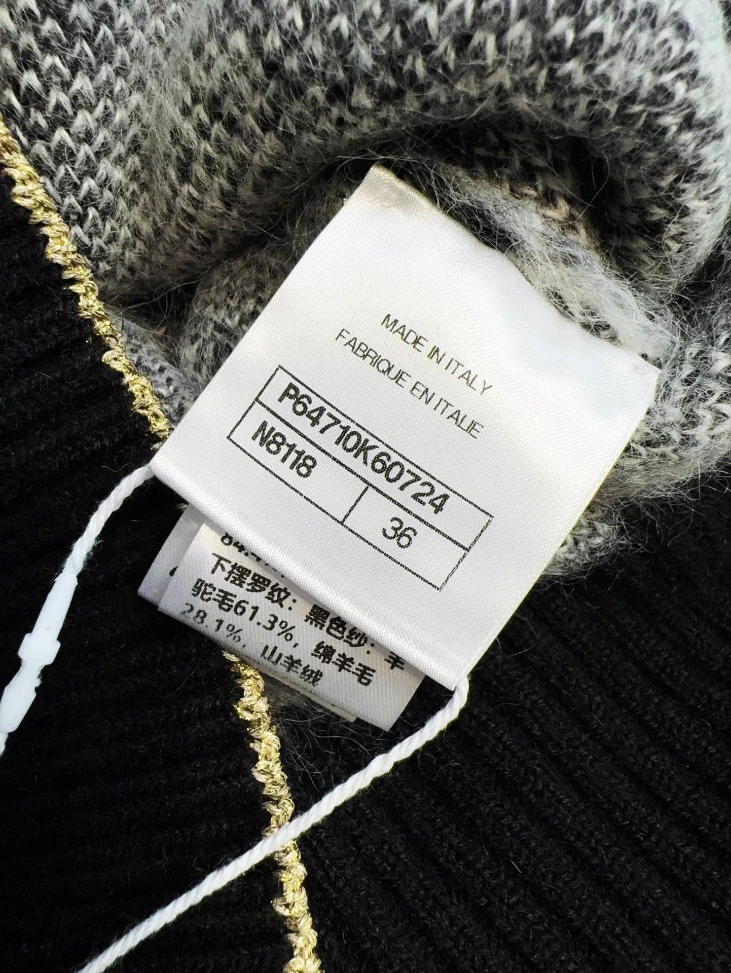 Chanel Chanel 20A Black & White Camellia Mohair Gold Crew Sweater Size XS / US 0-2 / IT 36-38 - 6 Thumbnail