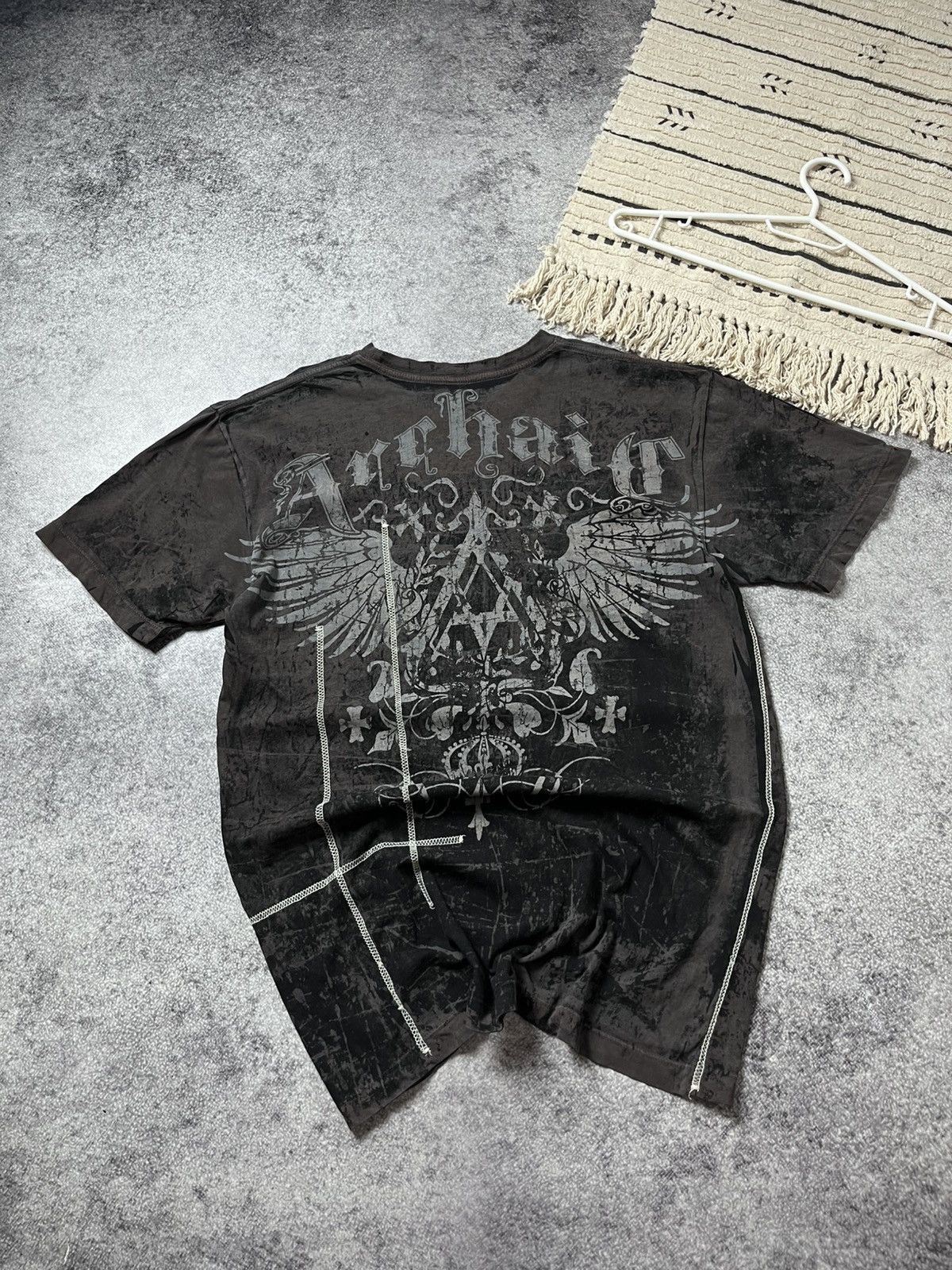 Affliction 🔥CRAZY AFFLICTION ARCHAIR TRIBAL FADED TEE CROSS T SHIRT Size US L / EU 52-54 / 3 - 5 Thumbnail