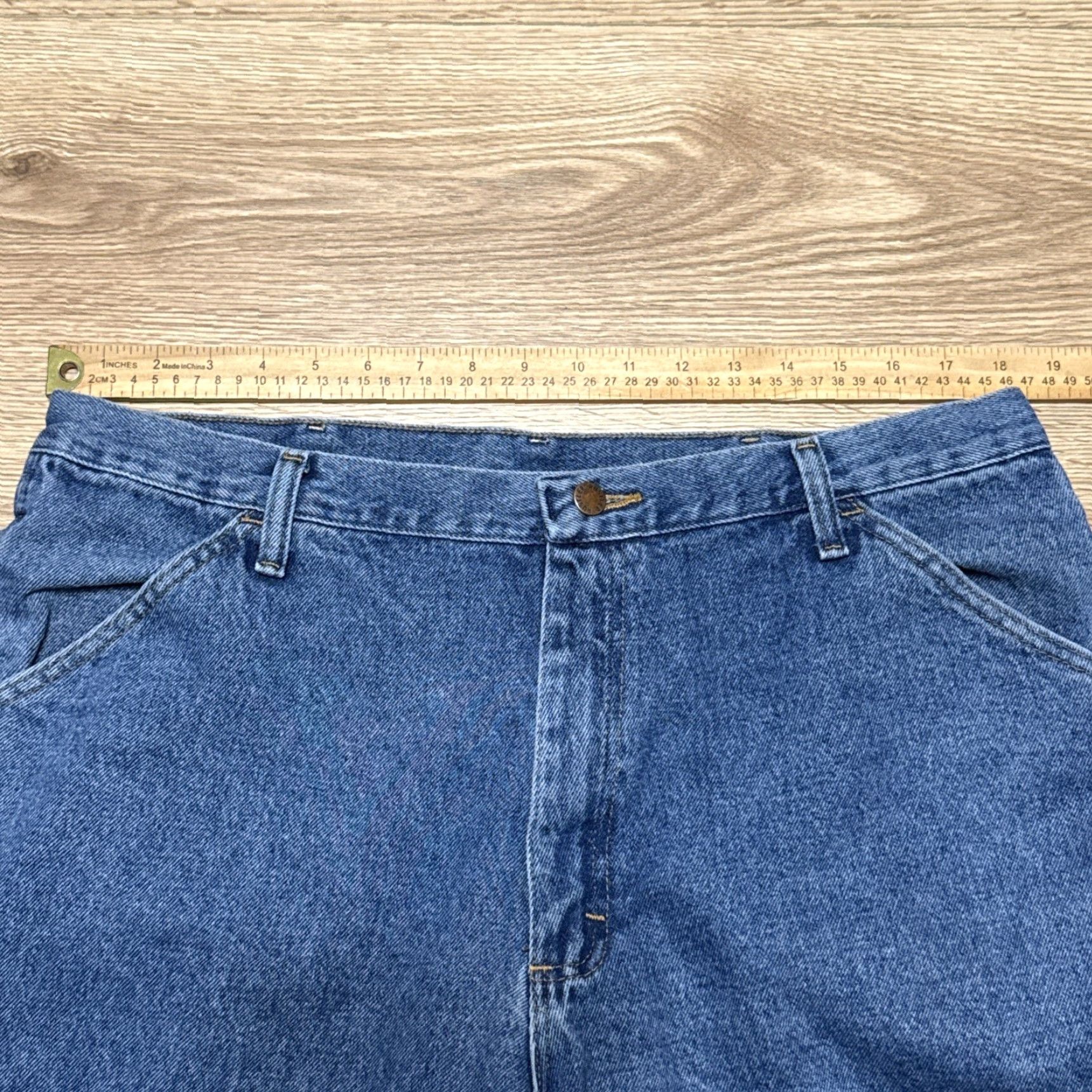 Denime Rustler Carpenter Jeans Mens Sz 38x30 Blue Denim Pockets 100% Cotton Denim Size US 38 / EU 54 - 3 Thumbnail