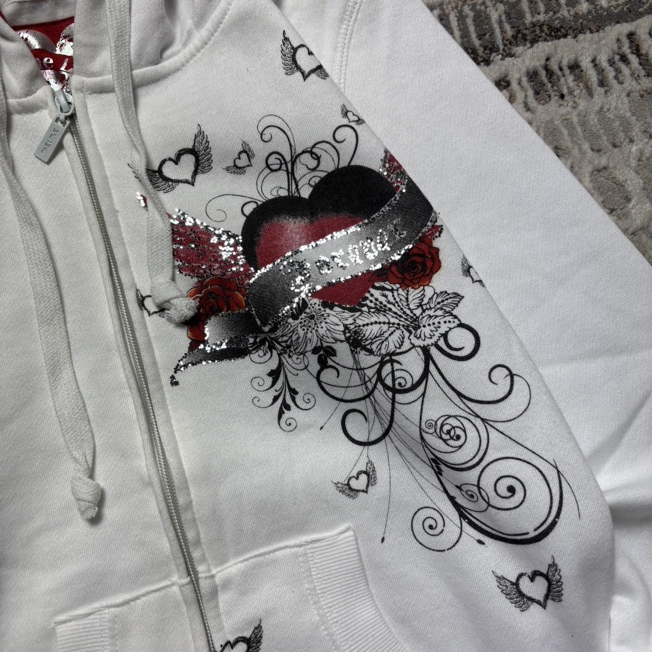 Japanese Brand 00s Heart Graphic Hoodie White S Size S / US 4 / IT 40 - 3 Thumbnail