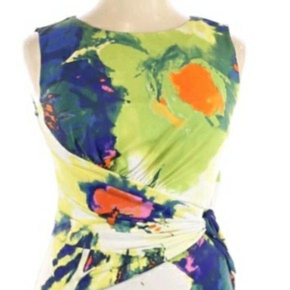 Vintage Suzi Chin Artsy Abstract Floral Cocktail Dress Sz 10 Splatte Size L / US 10 / IT 46 - 4 Thumbnail