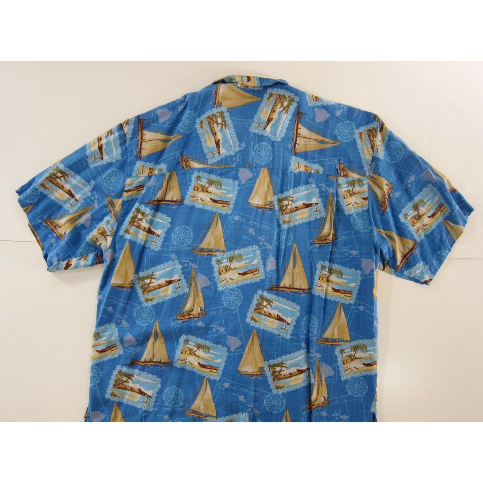 Vintage Bermuda Bay Shirt XXL Bermuda Bay 100% Silk Sailboat Blue Yellow Floral Button Down Hawaiian Shirt Mens Size US XXL / EU 58 / 5 - 5 Thumbnail