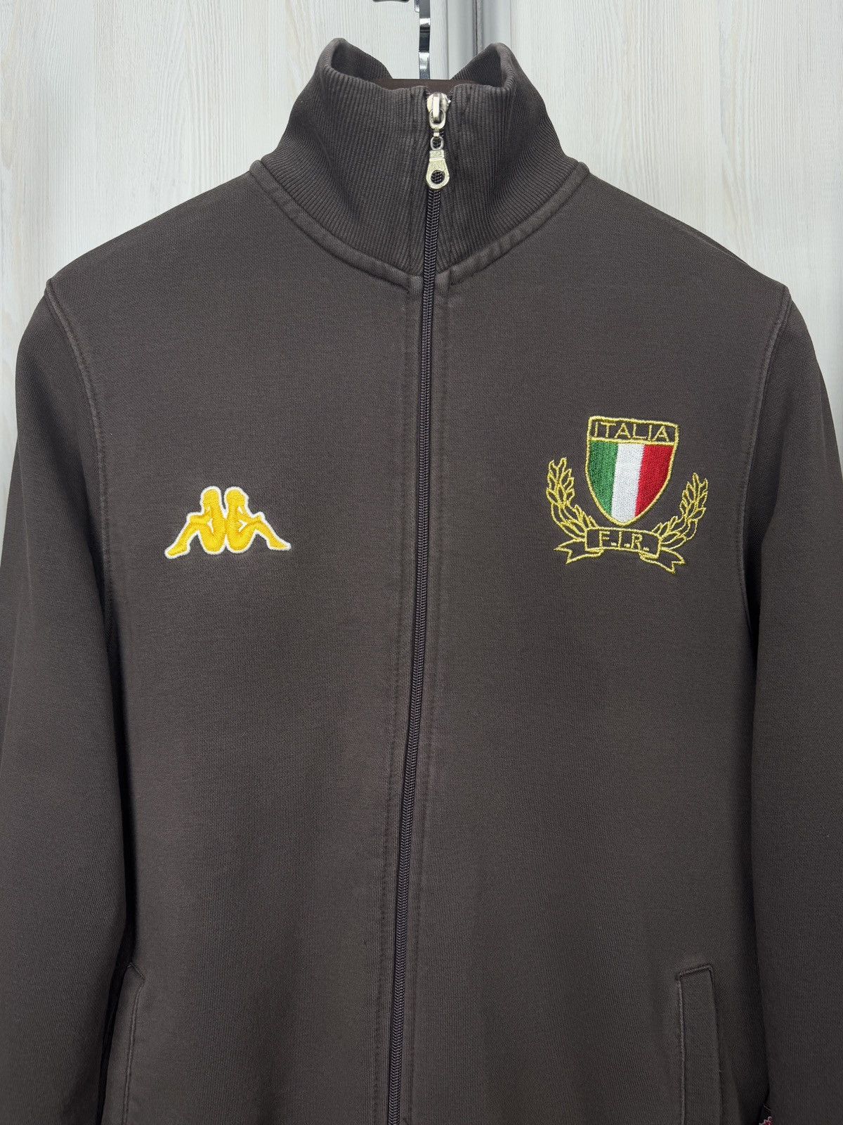 Kappa Kappa Brown vintage big logo full zip cotton pullover Size US L / EU 52-54 / 3 - 4 Thumbnail