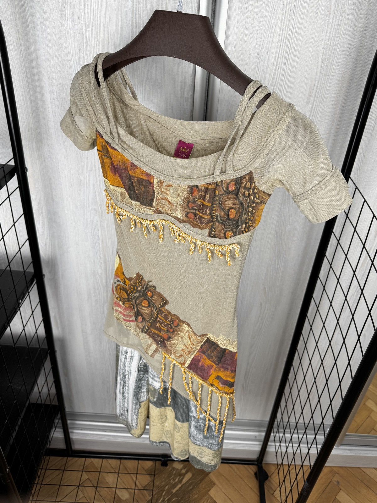 Other Save the Queen mesh patchwork style vintage fringed dress Size S / US 4 / IT 40 - 6 Thumbnail