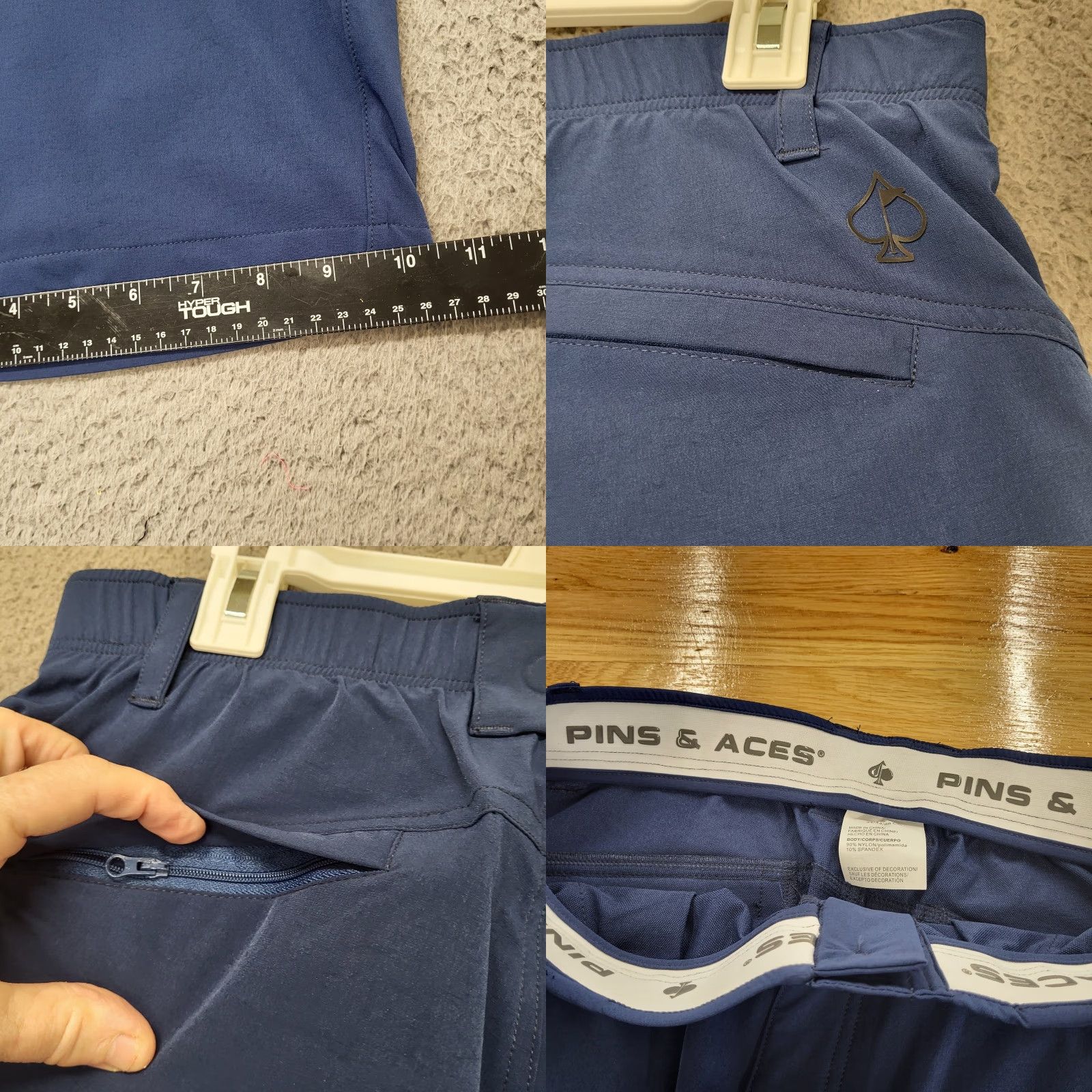 Vintage Pins & Aces Shorts Mens 34" Blue Wicking Performance Comfort Golf Outdoors Size US 34 / EU 50 - 8 Thumbnail