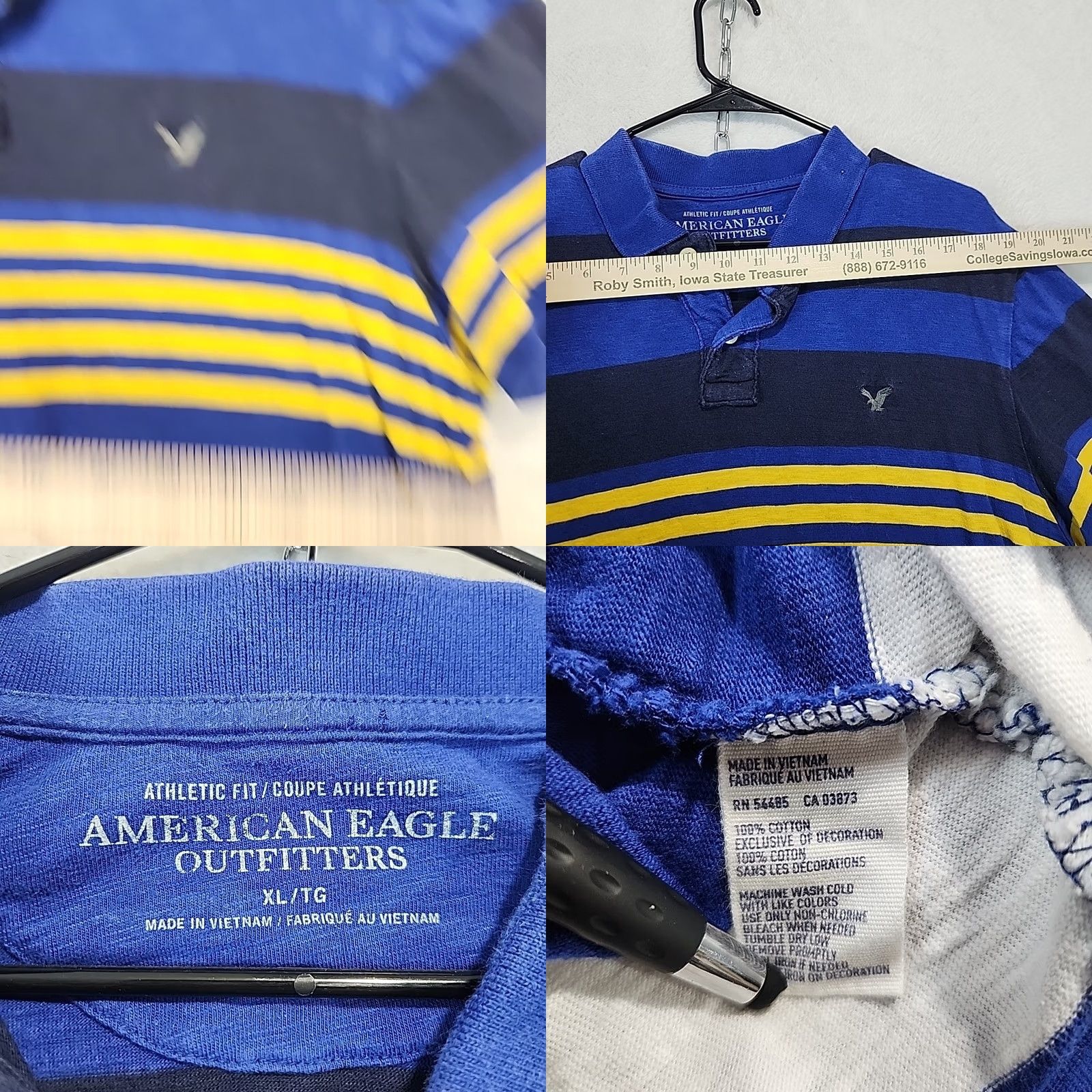 American Eagle Outfitters American Eagle Outfitters Polo Striped Rugby Y2K Grunge Skater Collared Men's XL Shirt Blue Cotton Athletic Short Sleeve Polo Shirt Men XL Size US XL / EU 56 / 4 - 8 Thumbnail
