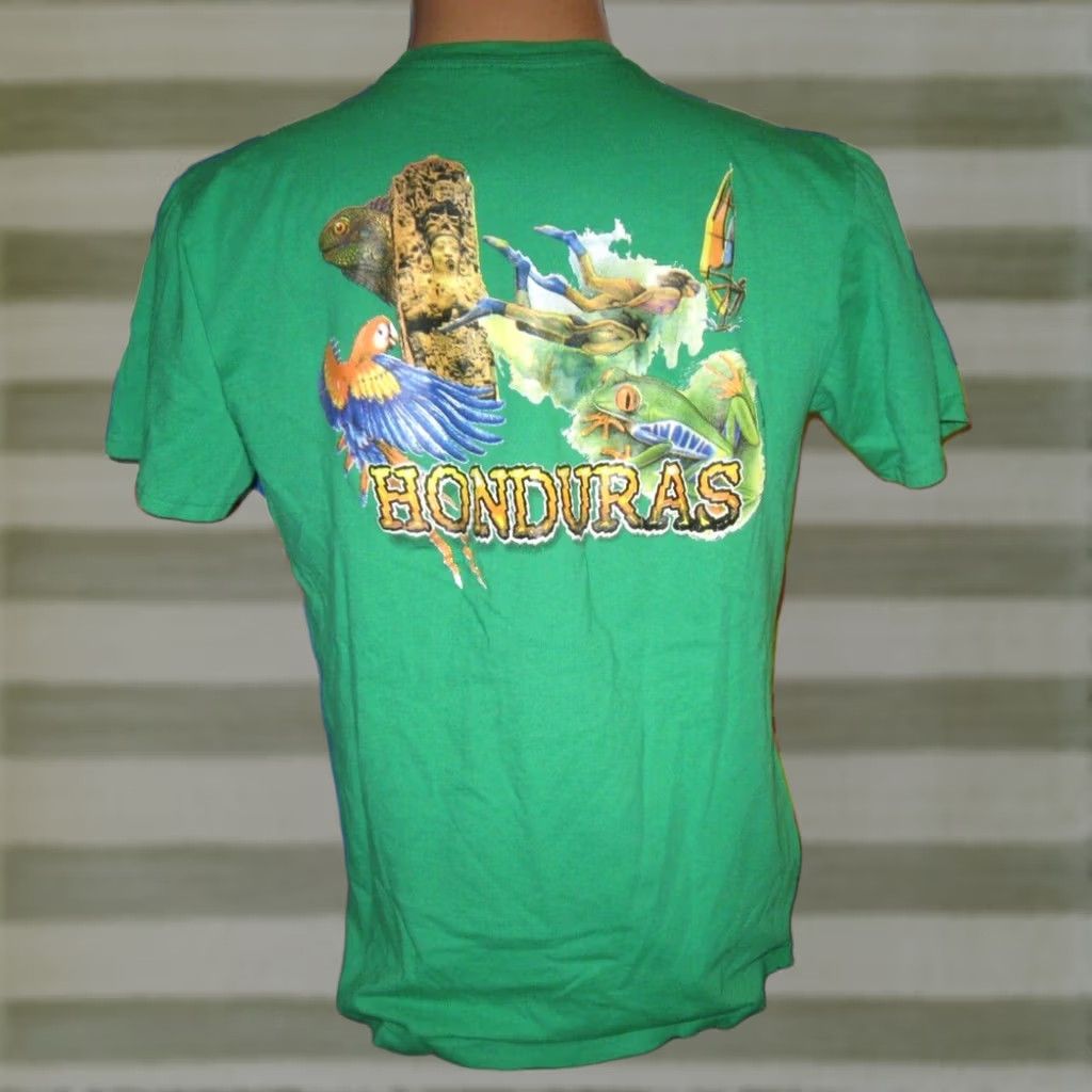 Vintage Ma-k-nudo Roatan Honduras T Shirt Men’s Large Graphic Print Beach Cotton Green Size US L / EU 52-54 / 3 - 1 Thumbnail