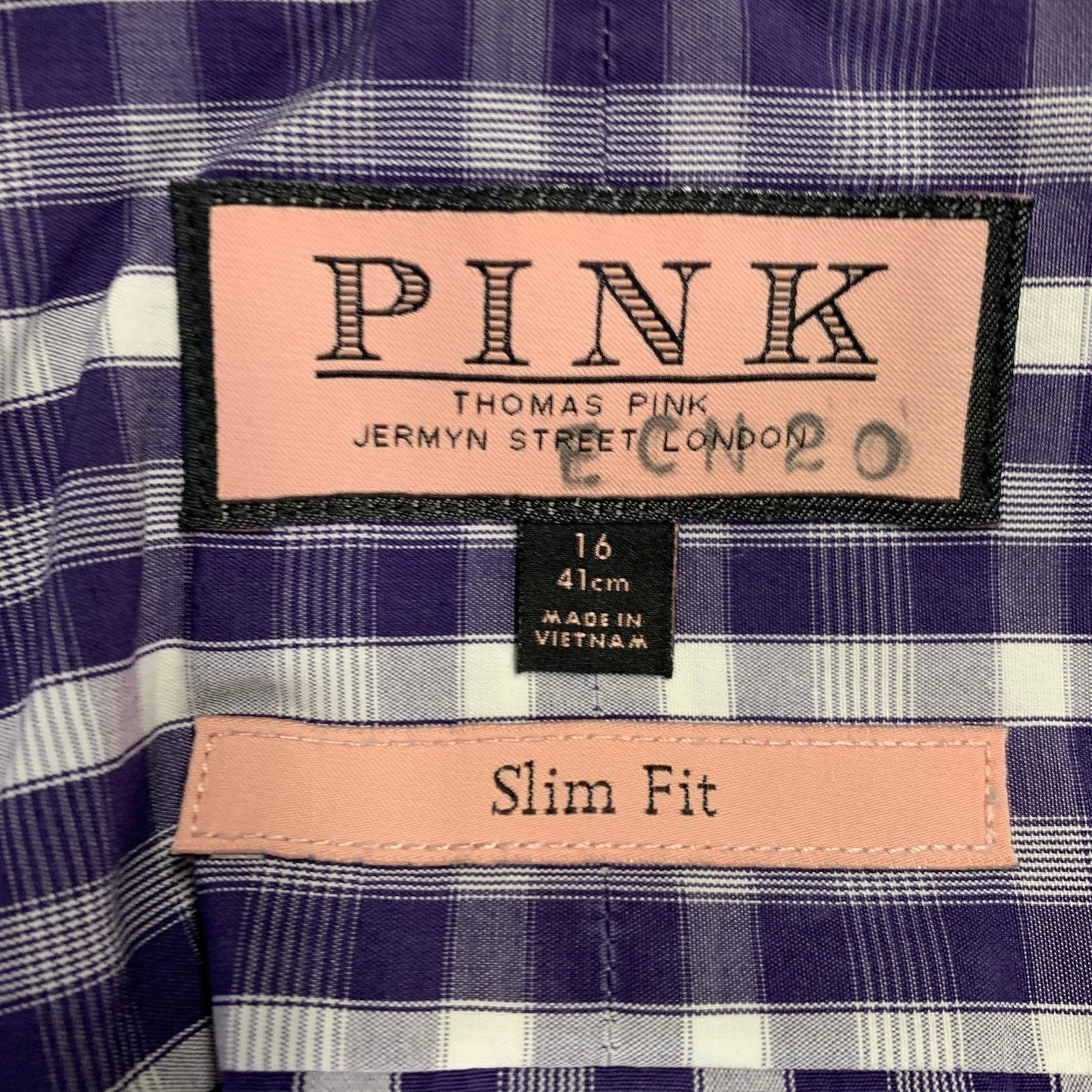 Pink PINK Size L Purple White Checkered Cotton Long Sleeve Shirt Size US L / EU 52-54 / 3 - 4 Thumbnail