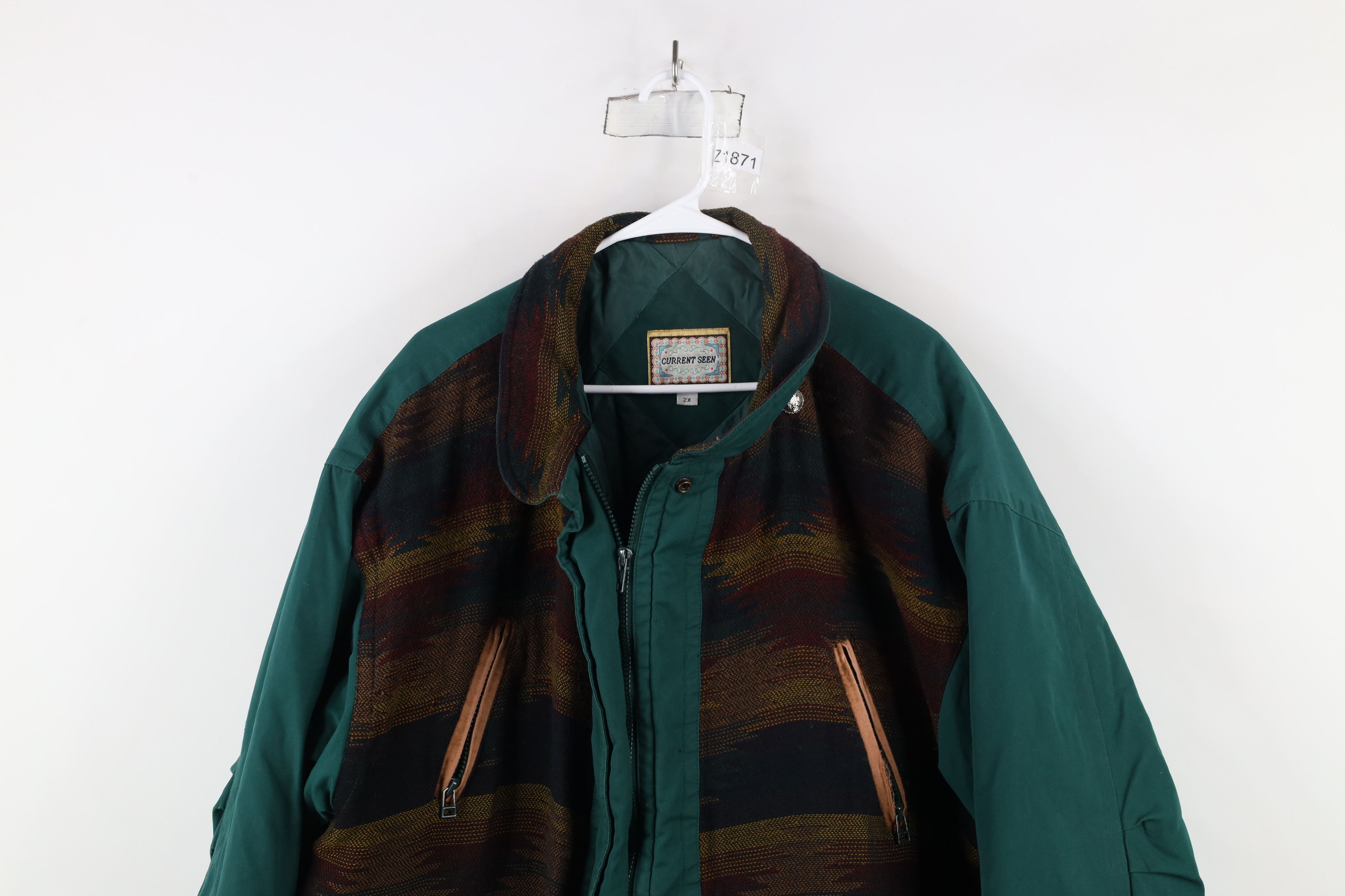 Vintage Vintage 90s Streetwear Rainbow Southwestern Puffer Jacket Size XXL / US 16-18 / IT 52-54 - 2 Thumbnail