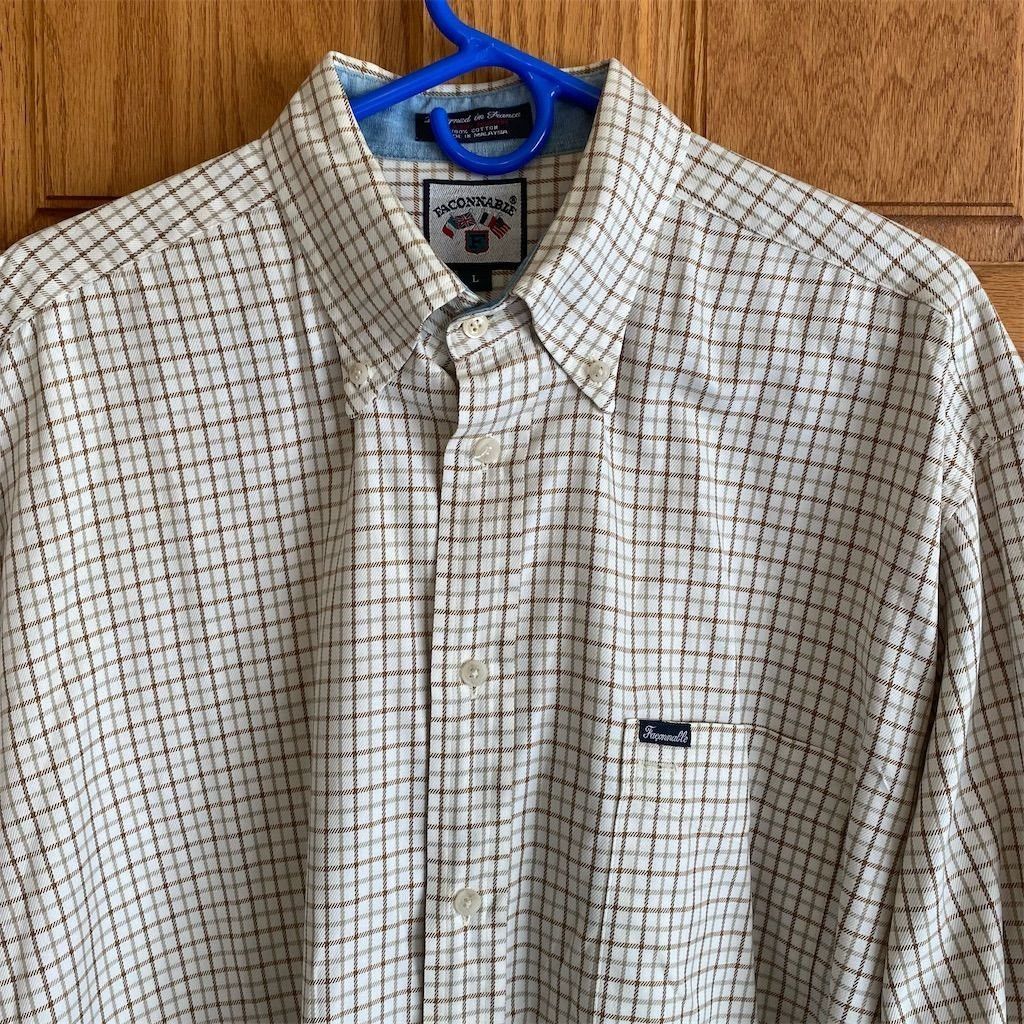 Faconnable Faconnable Men's L Beige Check Long Sleeve Button-Up Shirt Size US L / EU 52-54 / 3 - 2 Thumbnail
