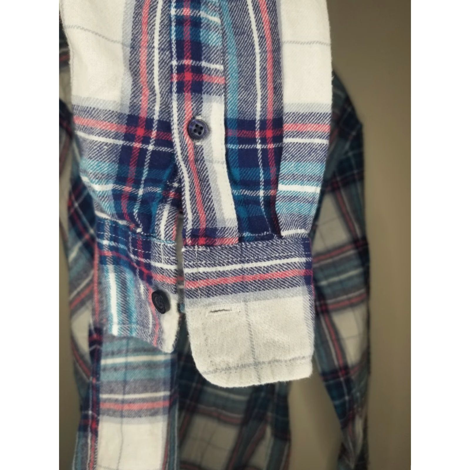 Aeropostale Aeropostale Womens Long Sleeve Flannel Blue White Red Size Large L Blue Red White Colorful Button-Up Shirt Women Size L / US 10 / IT 46 - 5 Thumbnail