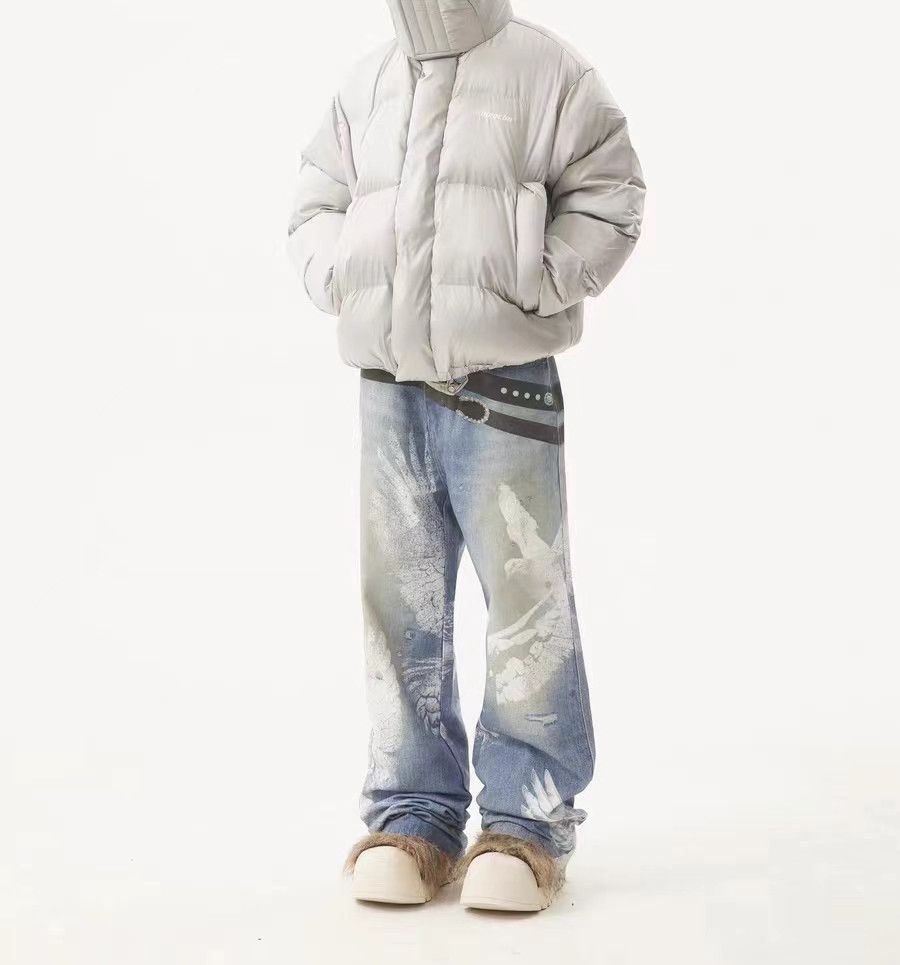 Designer × Japanese Brand × Vintage Vintage street print washed and worn loose jeans Size US 34 / EU 50 - 5 Thumbnail