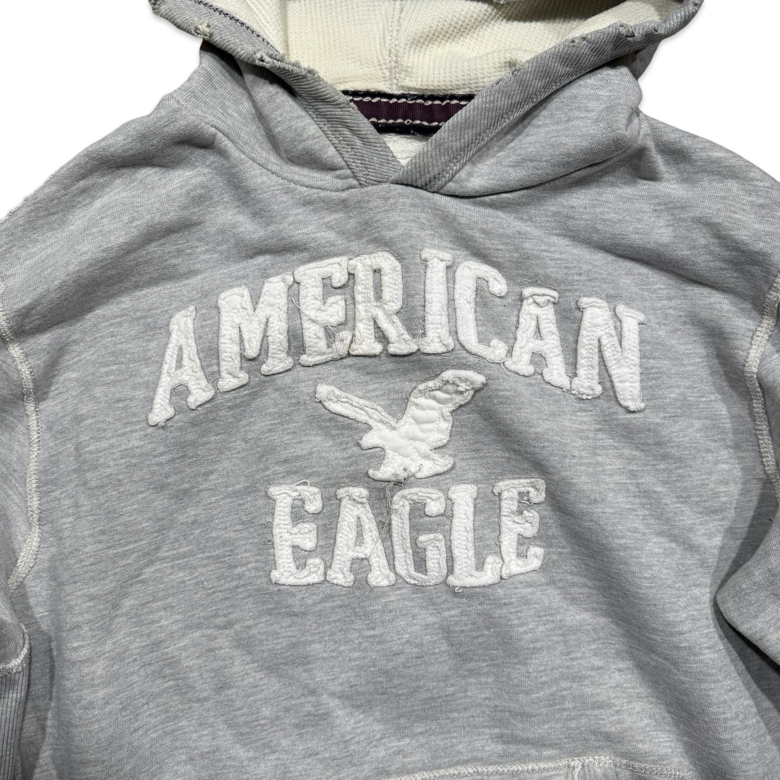 American Eagle Outfitters American Eagle Y2K Gray Thermal Heavyweight Logo Hoodie Size US M / EU 48-50 / 2 - 3 Thumbnail