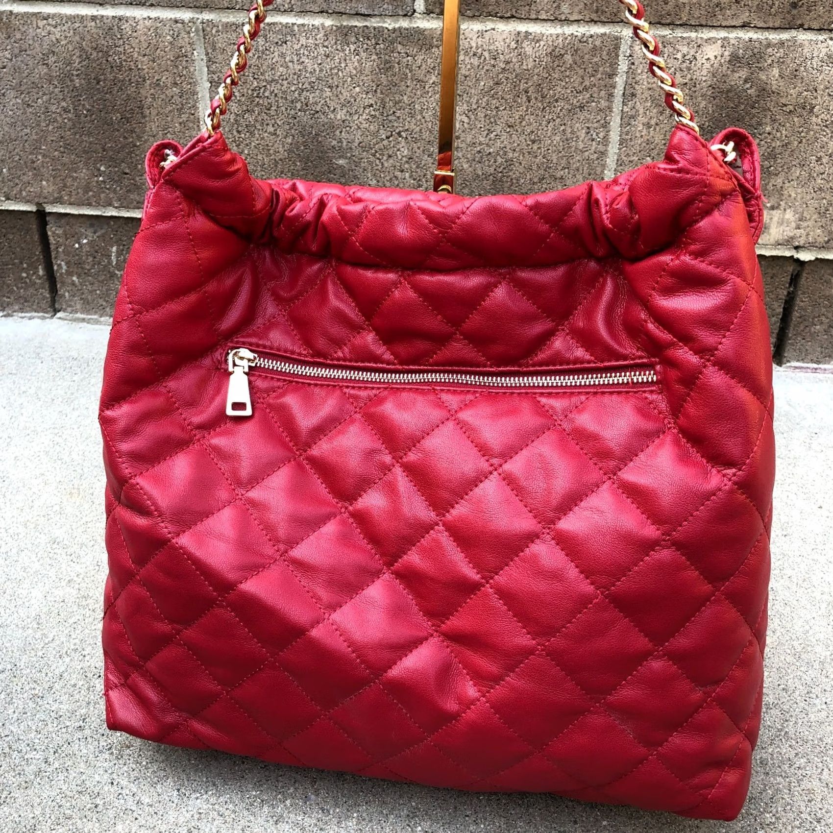 Vintage INC International Concepts Quilted Purse Women's Red Faux Leather Shoulder Bag Size ONE SIZE - 2 Thumbnail