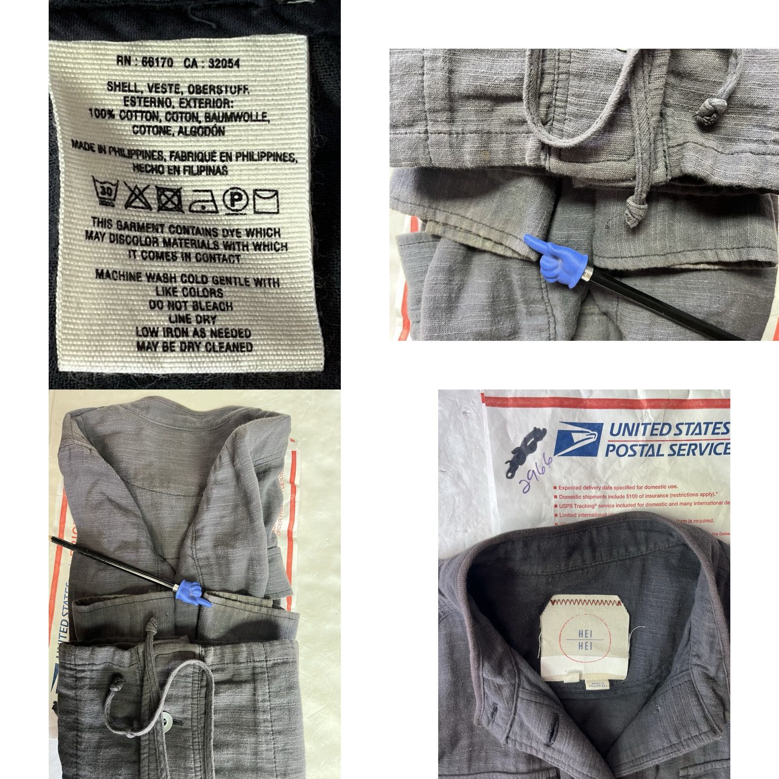 Vintage Hei Hei Women’s Utility Knit Jacket Shirt Top XS Gray Cotton Button Belted Collared Pockets Size XS / US 0-2 / IT 36-38 - 8 Thumbnail