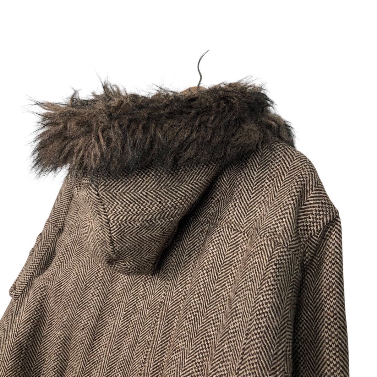 Japanese Brand 📌Vintage Wool Herringbone Fur Hoodie Jacket Size US M / EU 48-50 / 2 - 11 Thumbnail