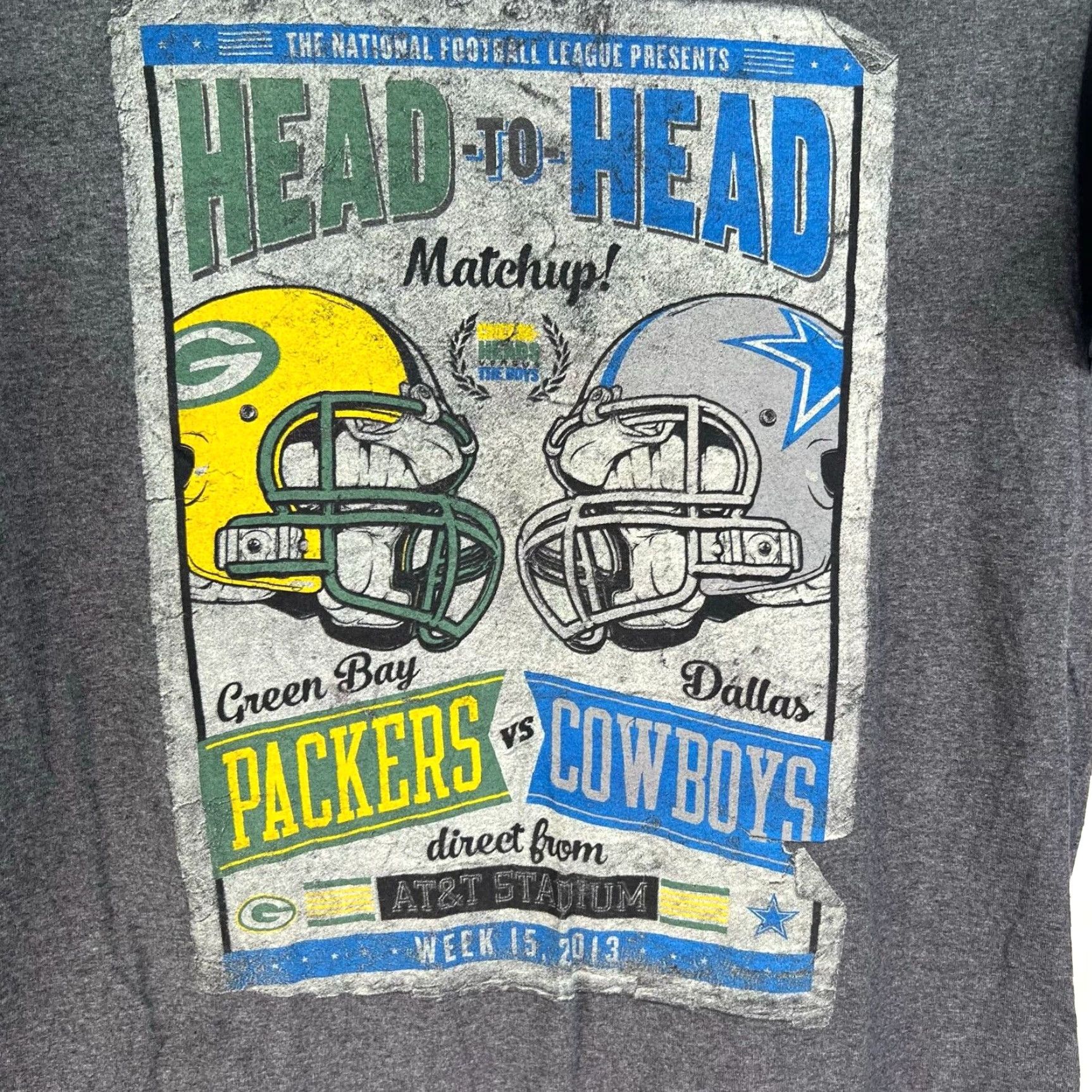 Vintage Dallas Cowboys Shirt Mens M Gray 2013 Promo Tee Head To Head Size US M / EU 48-50 / 2 - 2 Thumbnail
