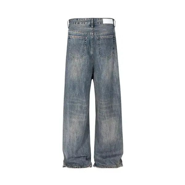 Jean Baggy Jeans Wash Denim Faded Distressed Loose Fit Skate Size US 35 - 4 Thumbnail