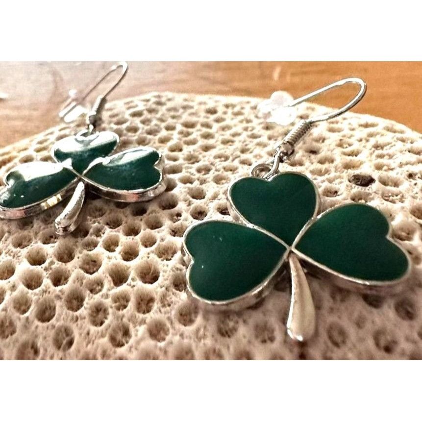 Handmade Shamrock Earrings St Patrick's Day Party Parade Dangle Hooks Size ONE SIZE - 6 Thumbnail