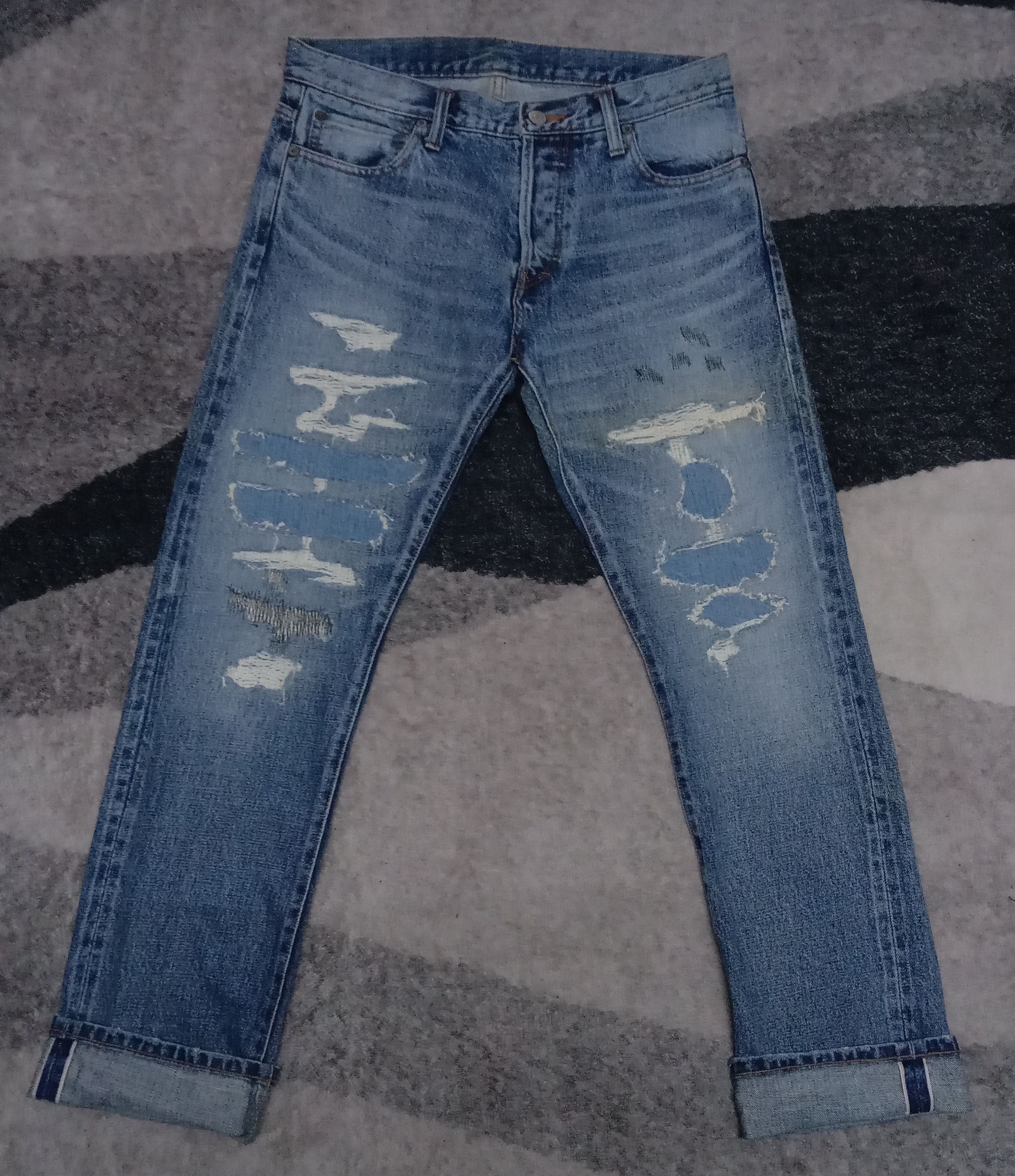 Japanese Brand Rare Nine Lives Sashiko Grunge Kapital Selvedge Japan Denim Size US 30 / EU 46 - 1 Thumbnail