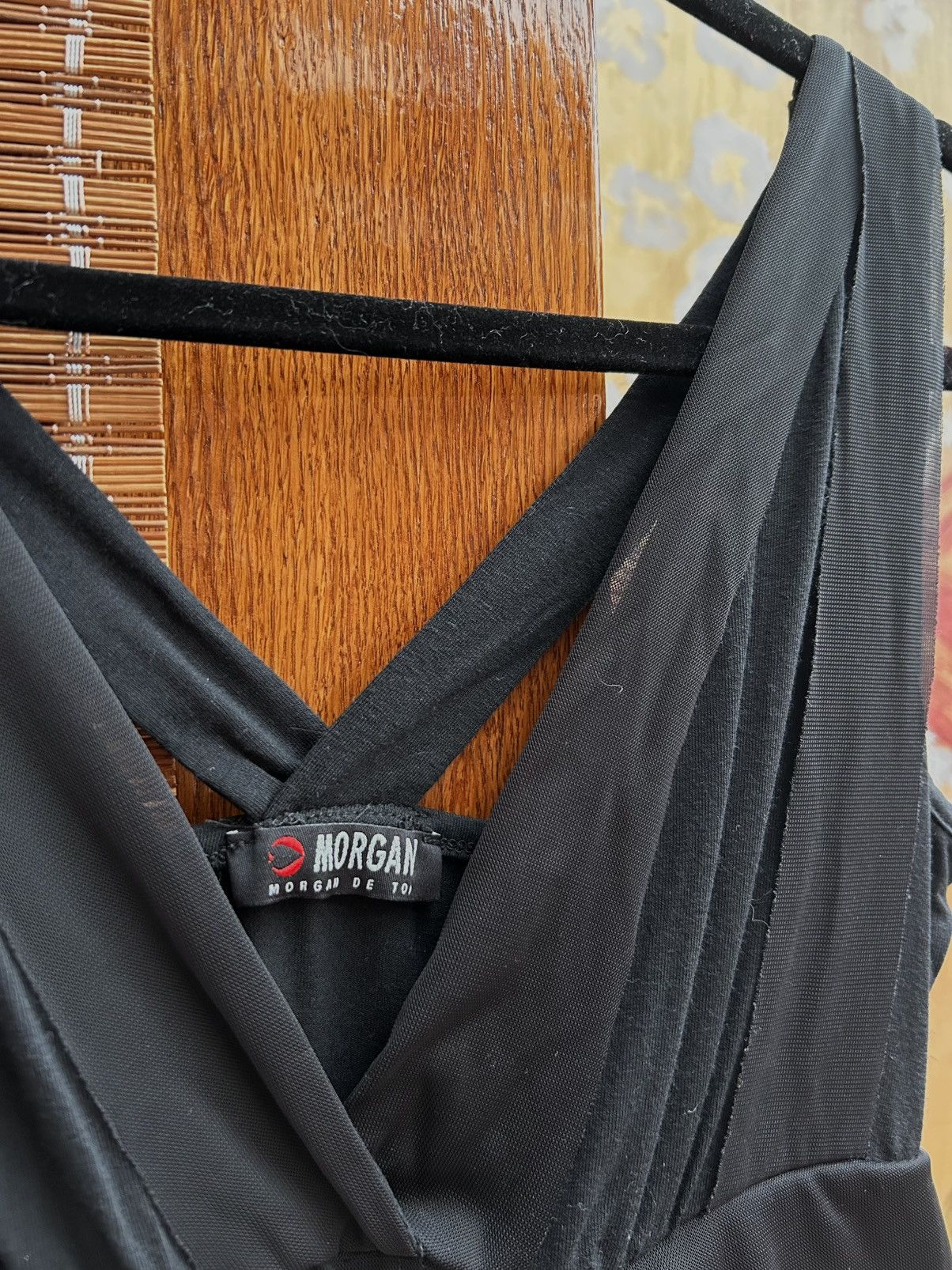 Morgan De Toi Y2K Morgan de Toi Black Draped V-Neck Top Rhinestone Buckle Size M / US 6-8 / IT 42-44 - 6 Thumbnail