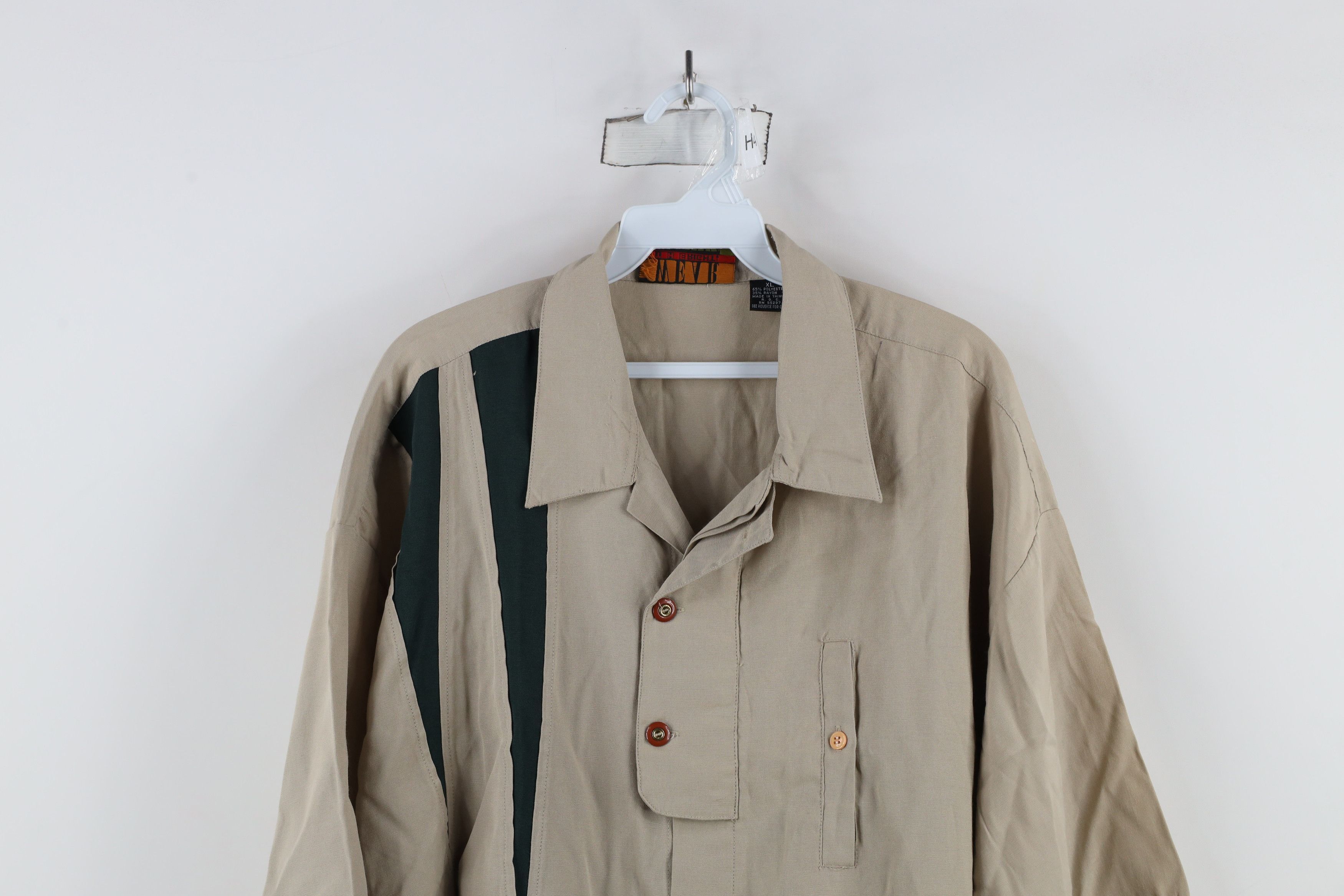 Vintage Vintage 90s Streetwear Blend Collared Button Shirt Beige Size US XL / EU 56 / 4 - 2 Thumbnail