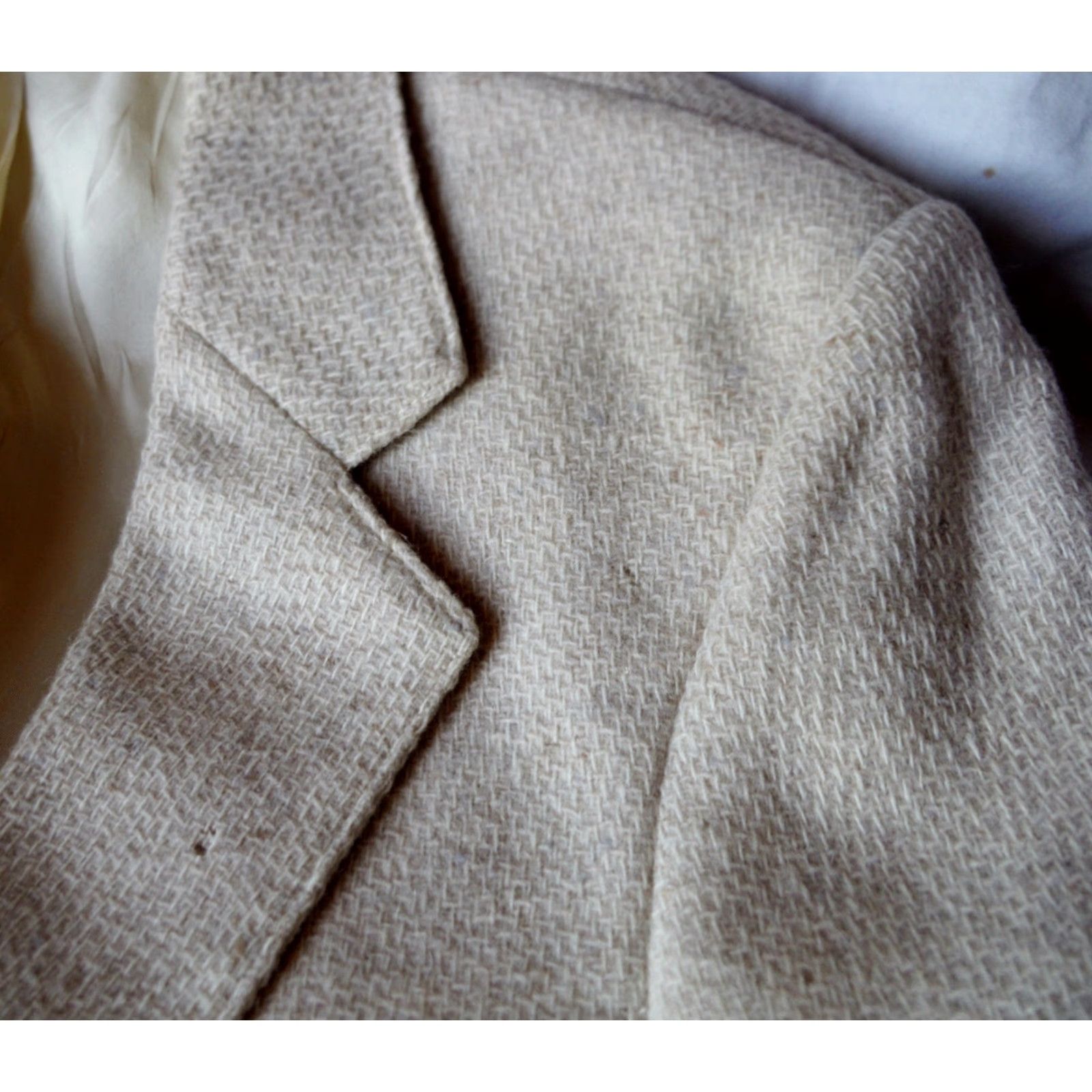 Vintage VINTAGE LEVIS WESTERN WEAR 2 BUTTON CREAM WOOL TWEED MENS BLAZER COAT JACKET 40 Size 40R - 6 Thumbnail