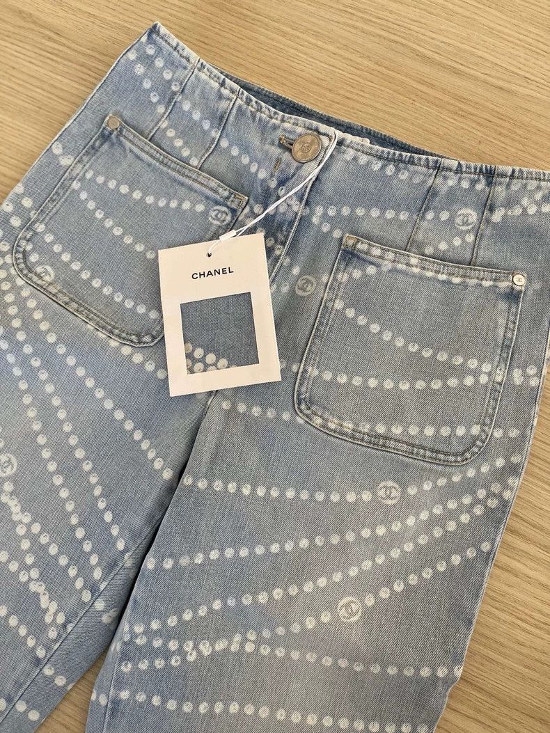 Chanel Chanel 25p light blue pearl jeans Size 24" / US 00 / IT 34 - 4 Thumbnail
