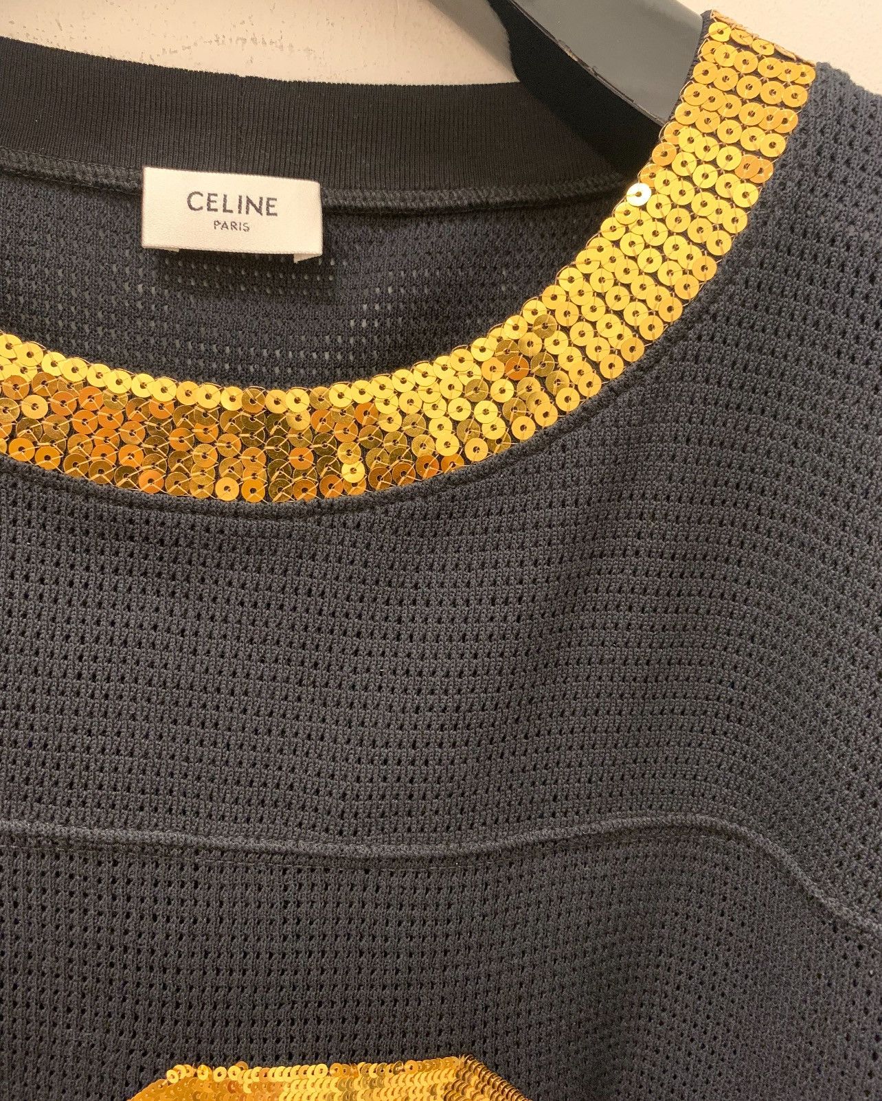 Celine 16 Embroidered T-Shirt in Jersey Mesh Black Size US XXL / EU 58 / 5 - 4 Thumbnail