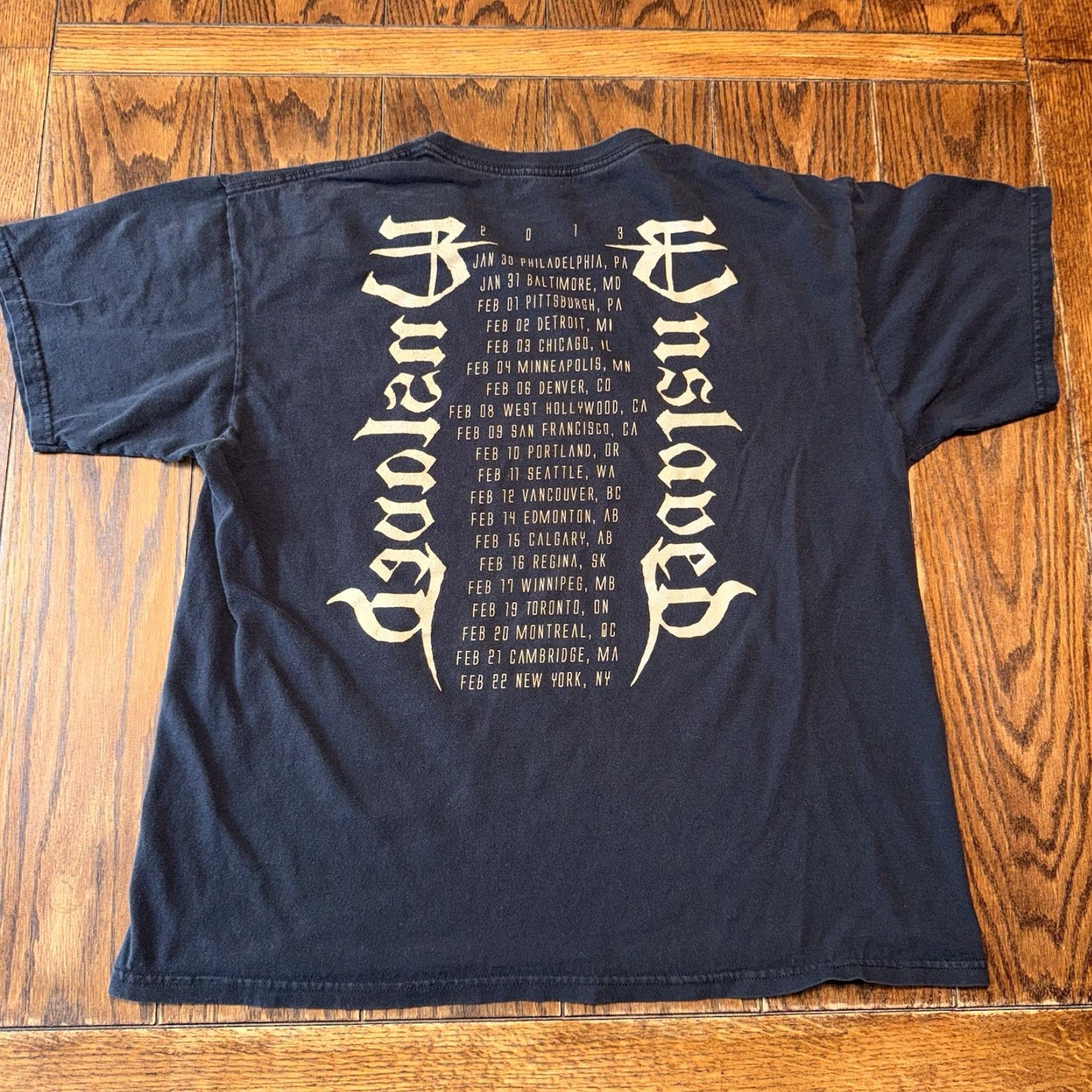 Fruit Of The Loom Enslaved Riitiir T Shirt Tour 2013 Double-Sided Black M Shirt Mens Graphic Print Cotton Crew Neck Short Sleeve Ancient/Metal Theme Size US M / EU 48-50 / 2 - 4 Thumbnail