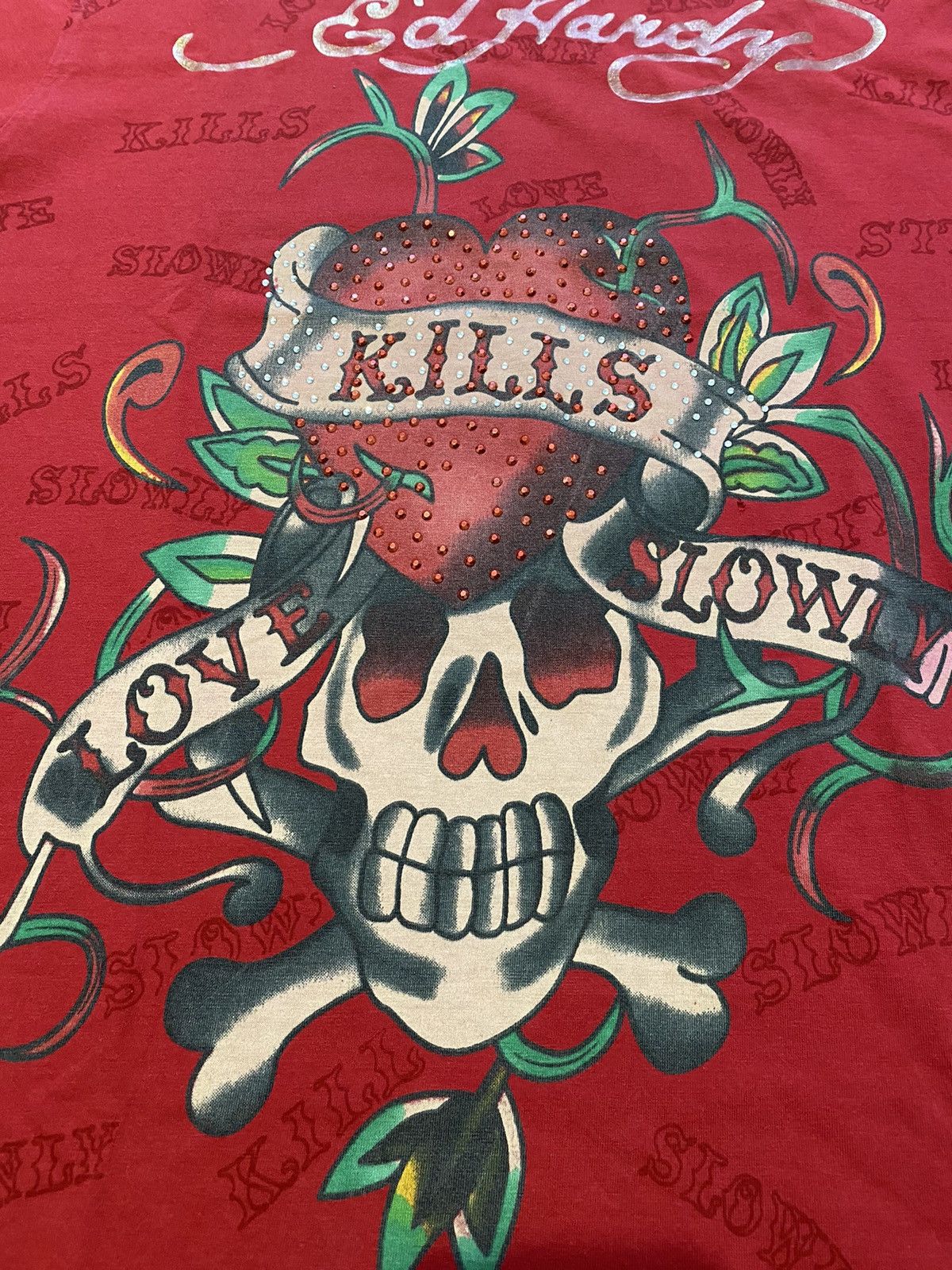 Ed Hardy Ed Hardy Love Kills Slowly Skull Graphic T-shirt Men M Red Size US M / EU 48-50 / 2 - 2 Thumbnail