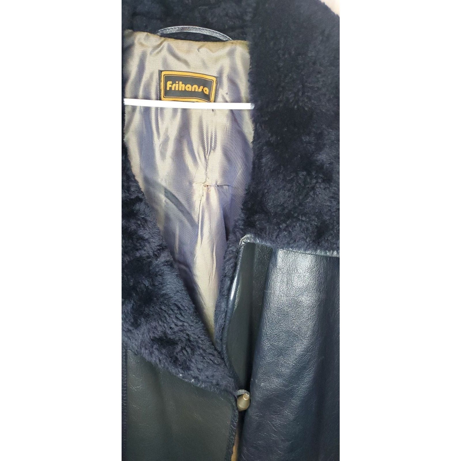 Other Frihansa Black Leather Jacket with Sherpa Collar Size 12 Size XL / US 12-14 / IT 48-50 - 4 Thumbnail