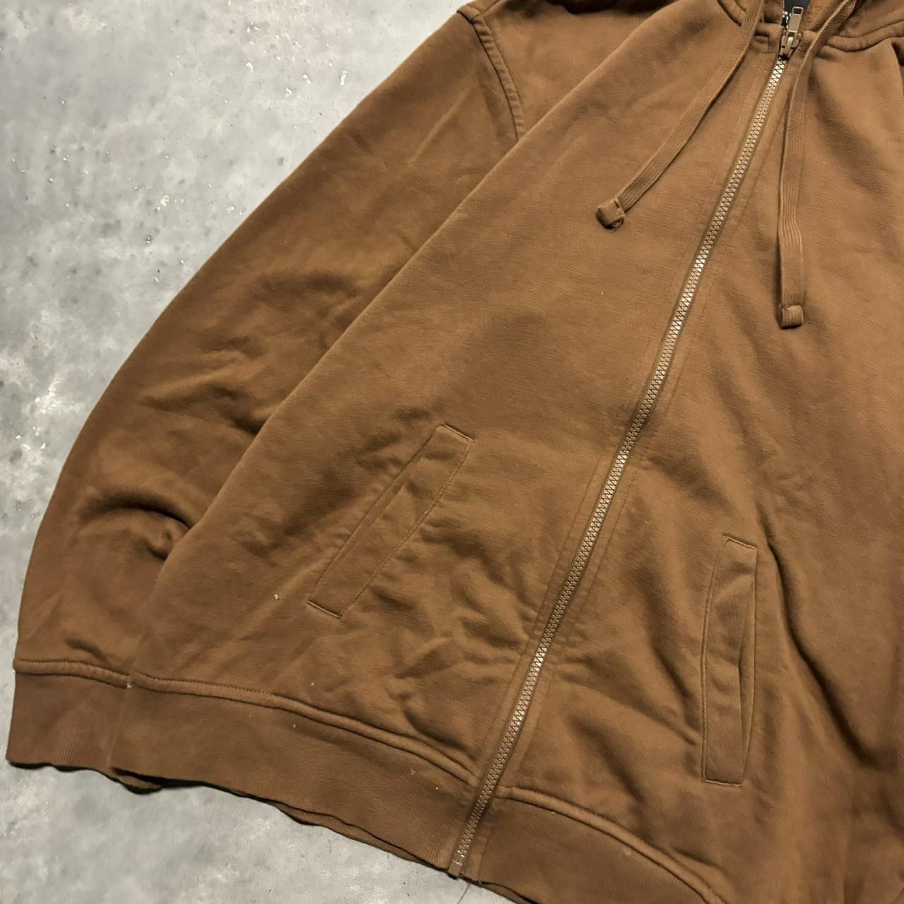Japanese Brand × Vintage Crazy Vintage Y2K/2000s Brown Blank Essential Zip Up Hoodie! Size US M / EU 48-50 / 2 - 3 Thumbnail