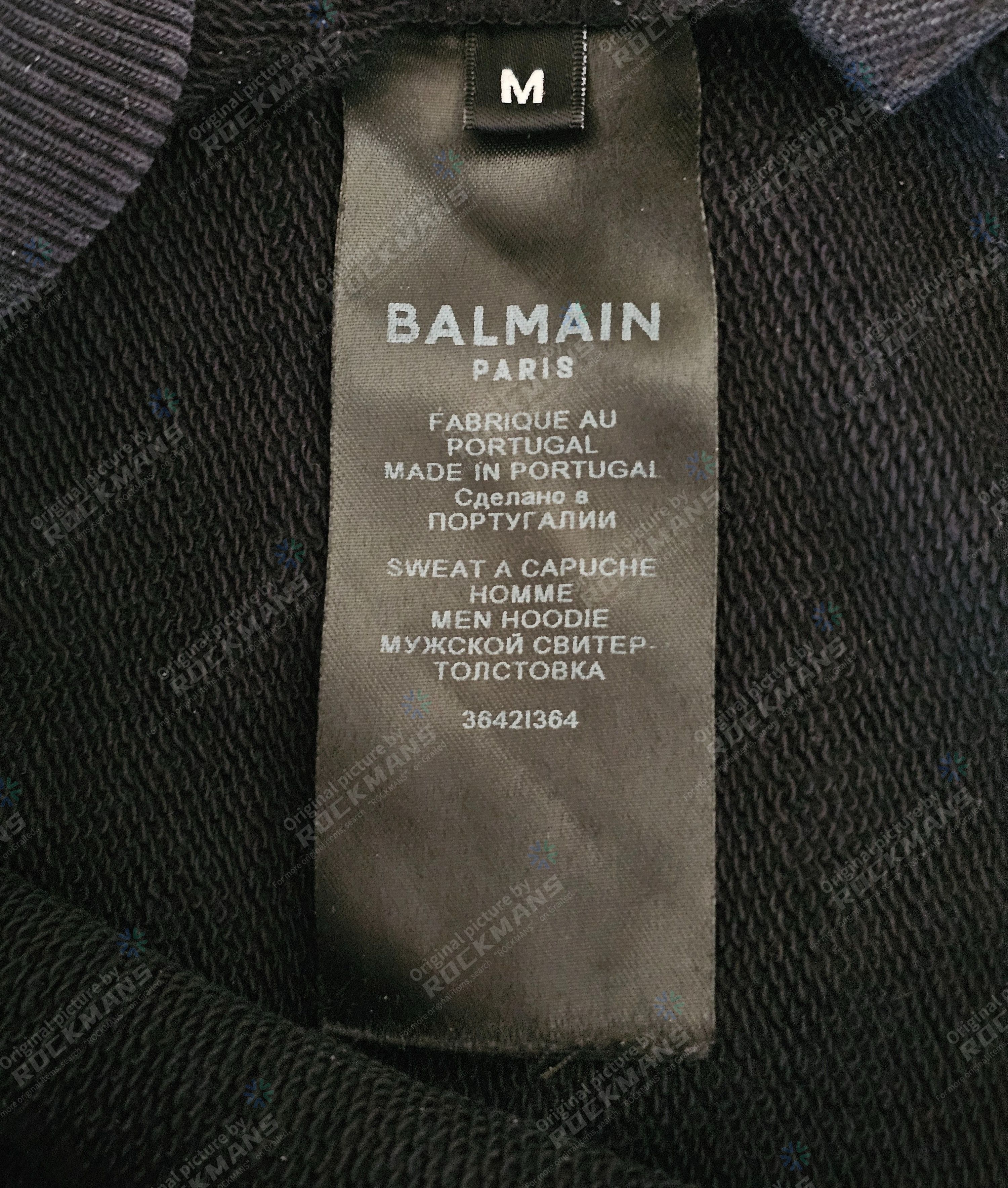Balmain Balmain Men's Black hoodie Sweatshirts with logo Size M Size US M / EU 48-50 / 2 - 6 Thumbnail