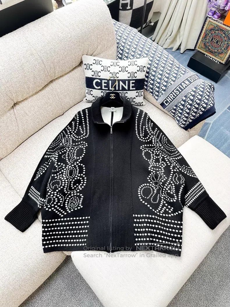Hermes Hermes Black Cashmere Crochet Zip Up Long Sleeve Sweater Size XXS / US 00 / IT 34 - 2 Thumbnail