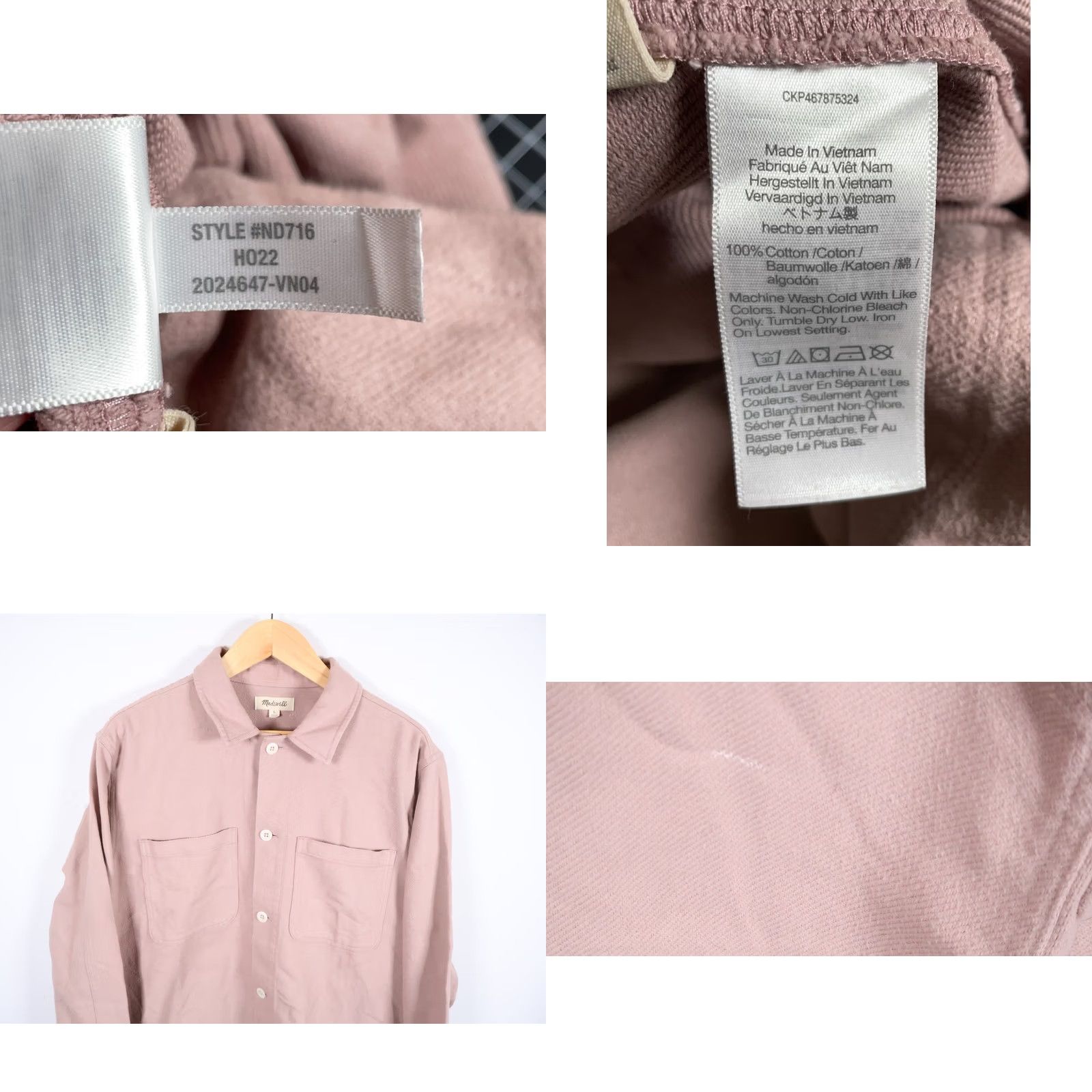 Madewell Madewell Boxy Shirt Jacket Mens Large Dusty Pink Heavyweight Shacket ND716 Shirt Jacket Size US L / EU 52-54 / 3 - 8 Thumbnail