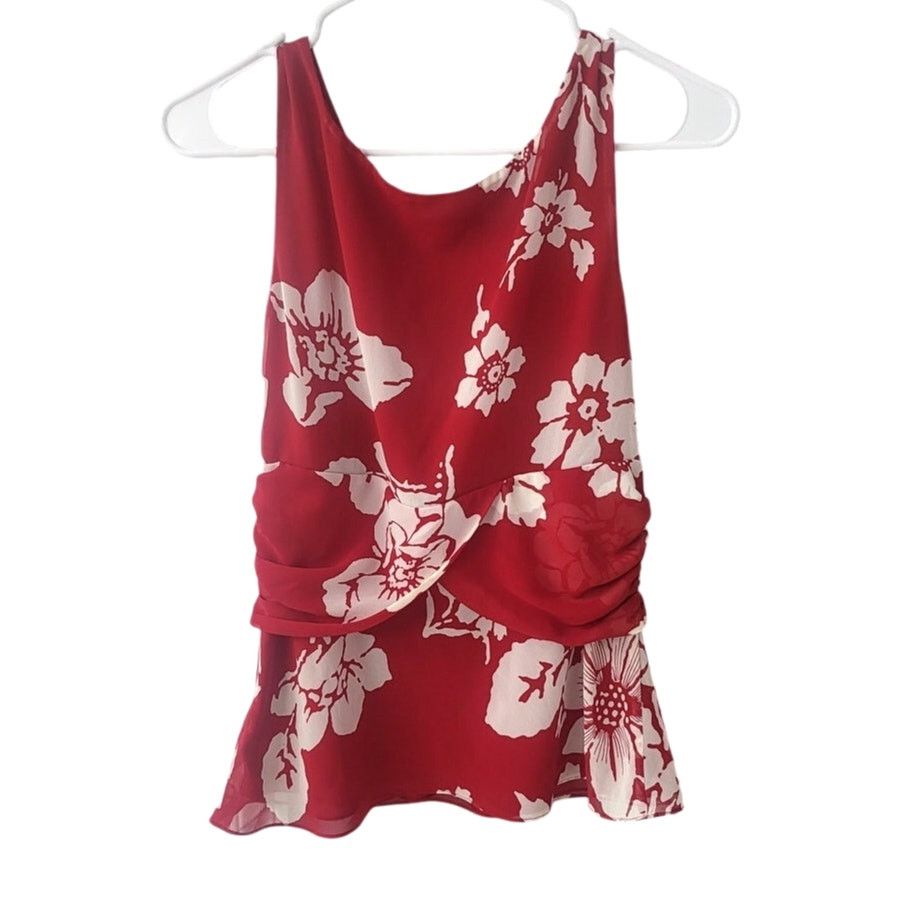 Other Bandolino Red and White Floral Sleeveless Blouse - Sz 8 Size M / US 6-8 / IT 42-44 - 2 Thumbnail