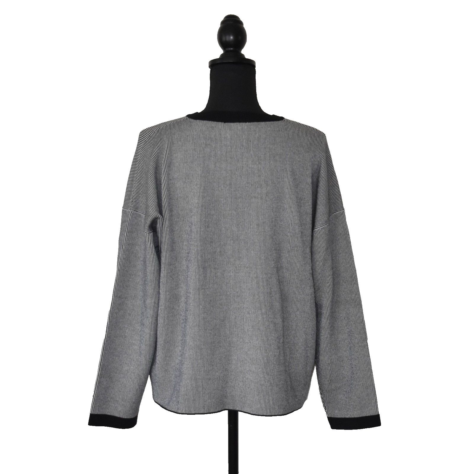 Eileen Fisher EILEEN FISHER Vertical Stripe Knit Relaxed Fit Sweater Sz M Size M / US 6-8 / IT 42-44 - 4 Thumbnail